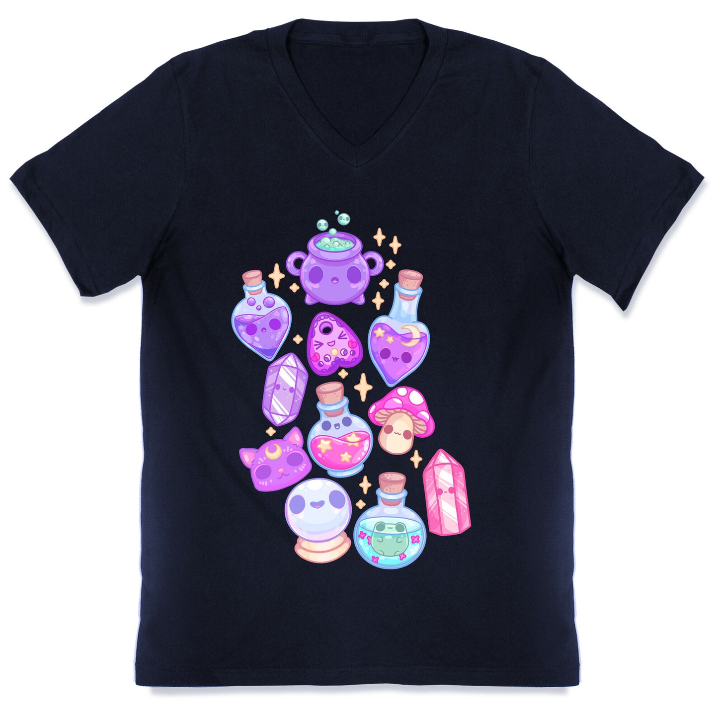 Kawaii Witchy Pattern V-Neck