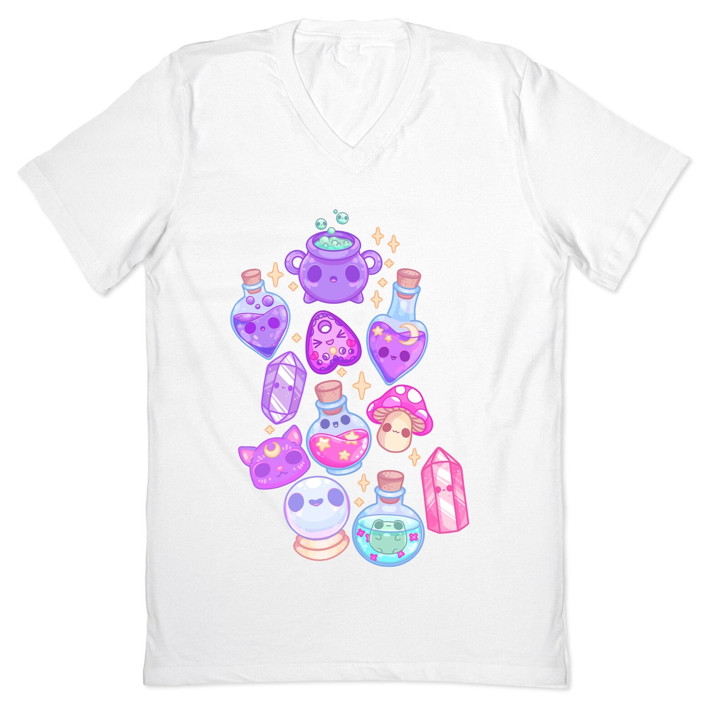 Kawaii Witchy Pattern V-Neck