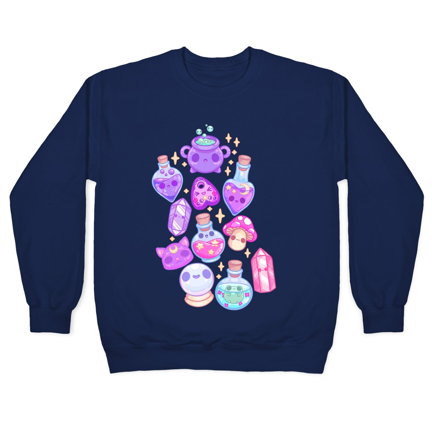 Kawaii Witchy Pattern Crewneck Sweatshirt