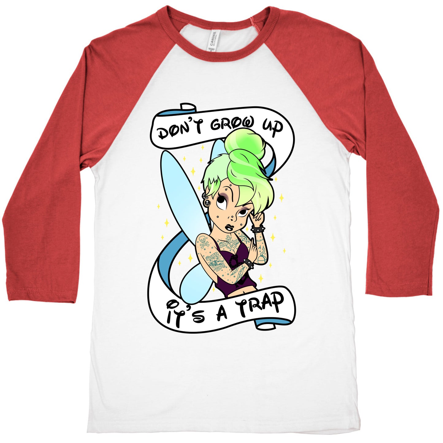 Punk Tinkerbell (Don't Grow Up It's A Trap) Baseball Tee