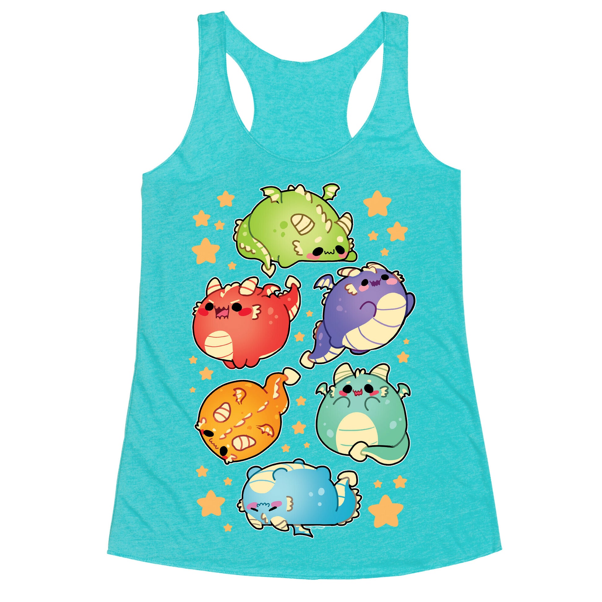 Kawaii Dragons Pattern Racerback Tank