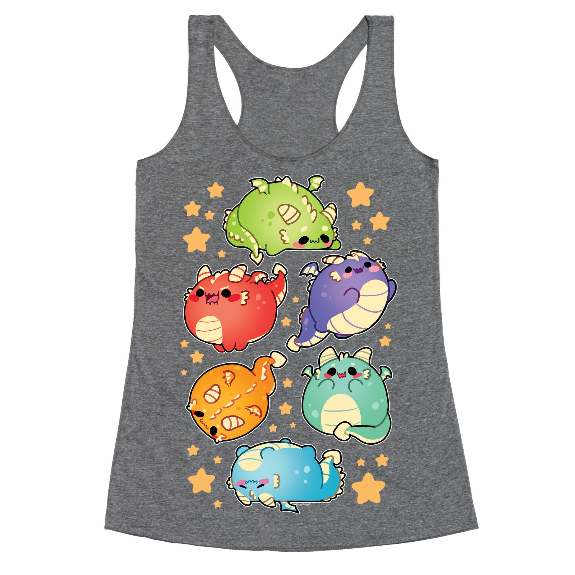 Kawaii Dragons Pattern Racerback Tank