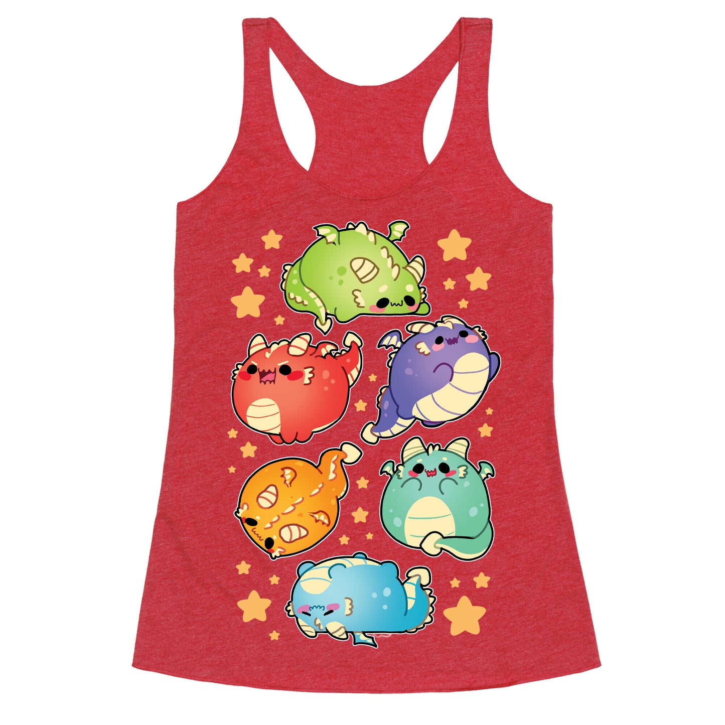 Kawaii Dragons Pattern Racerback Tank