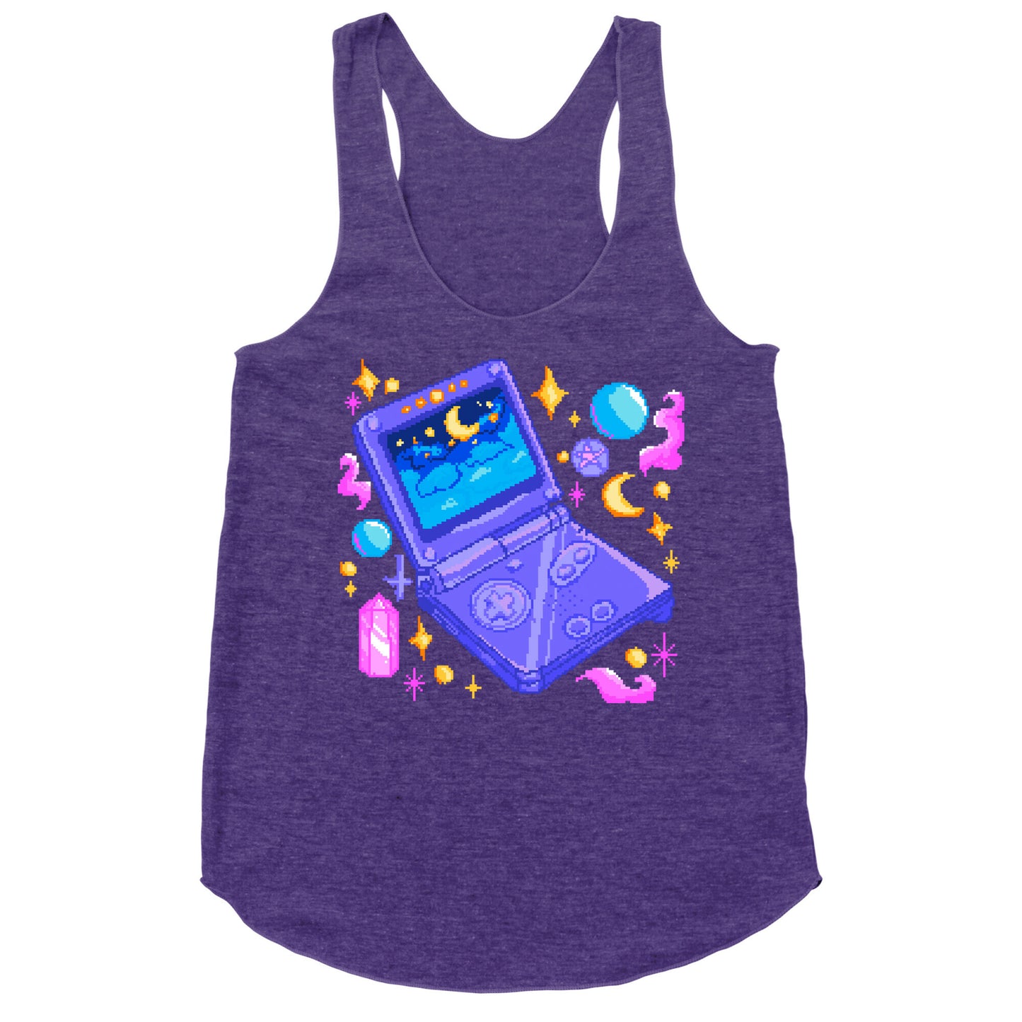 Pixelated Witchy Game Boy Racerback Tank