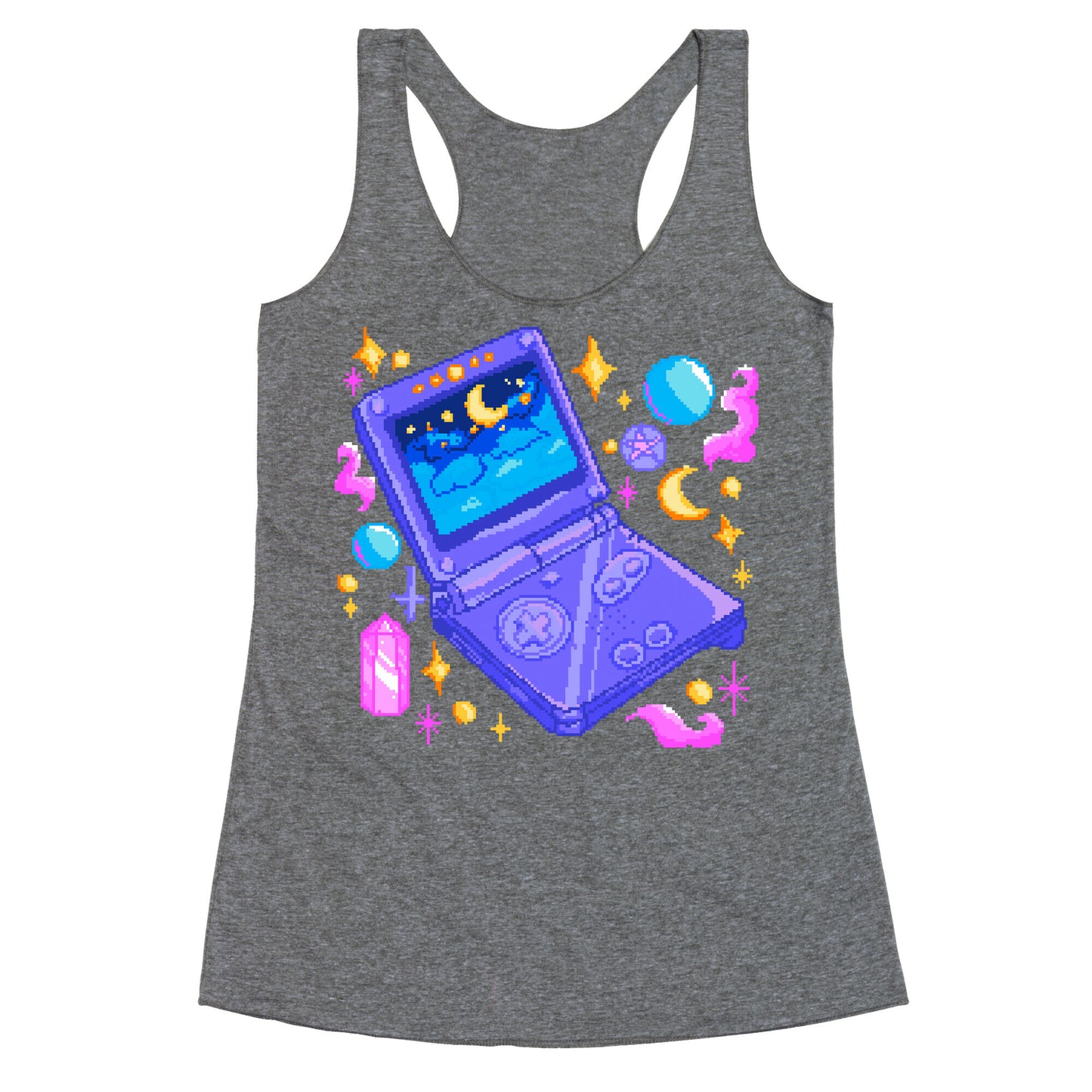 Pixelated Witchy Game Boy Racerback Tank