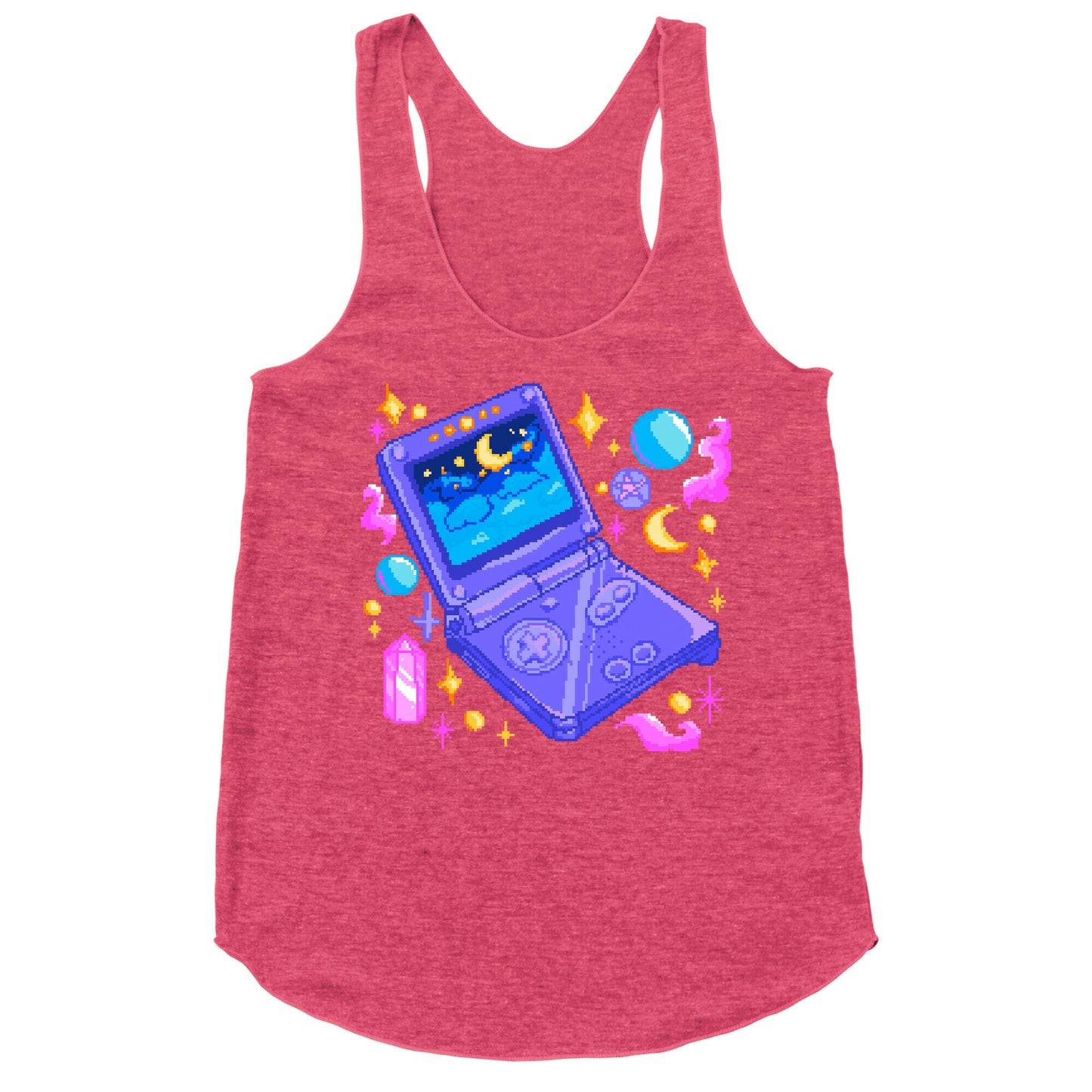 Pixelated Witchy Game Boy Racerback Tank