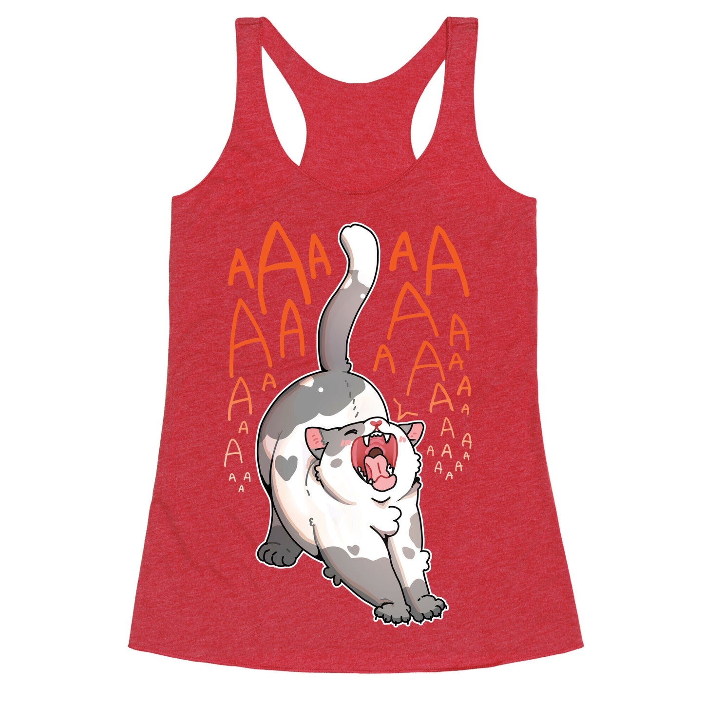 Screaming Yawning Cat Racerback Tank