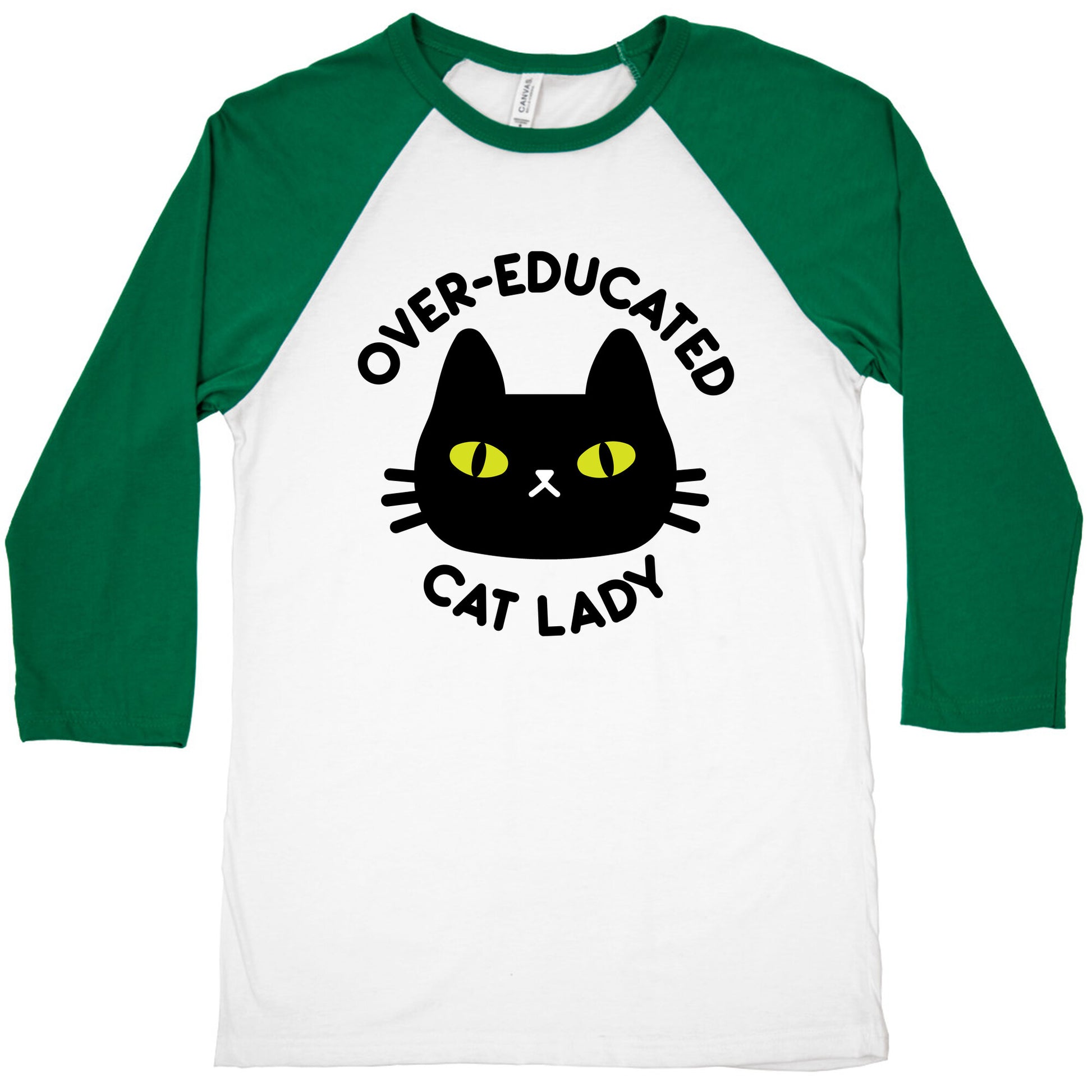 Over-educated Cat Lady Baseball Tee