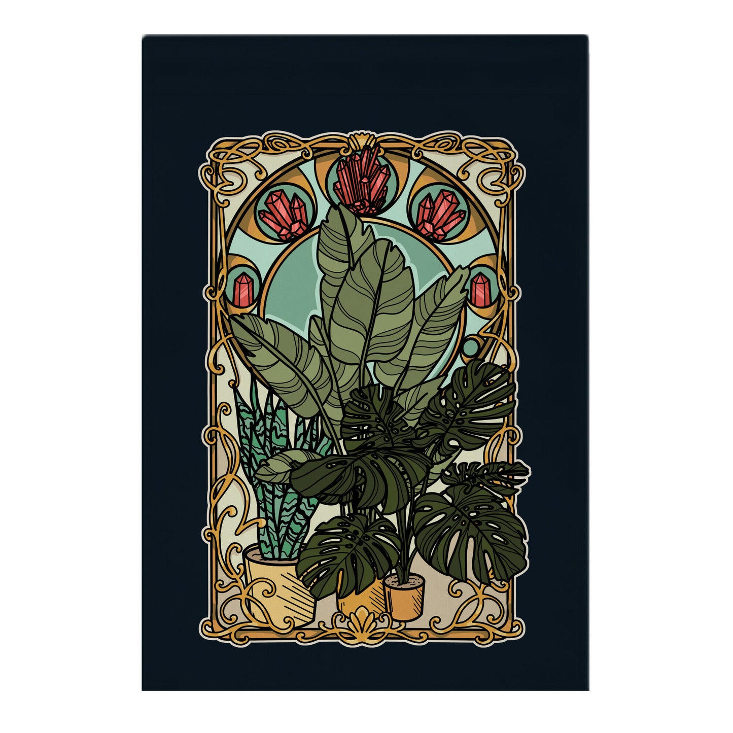 Art Nouveau House Plants Garden Flag