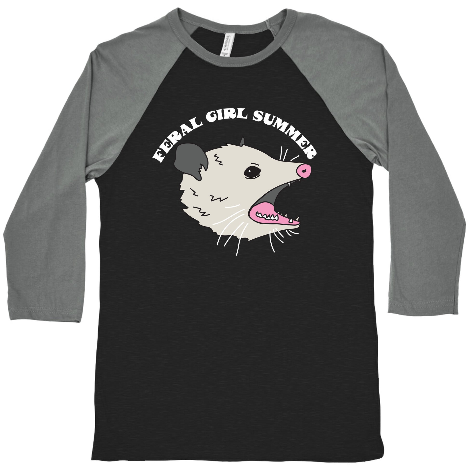 Feral Girl Summer Opossum Baseball Tee