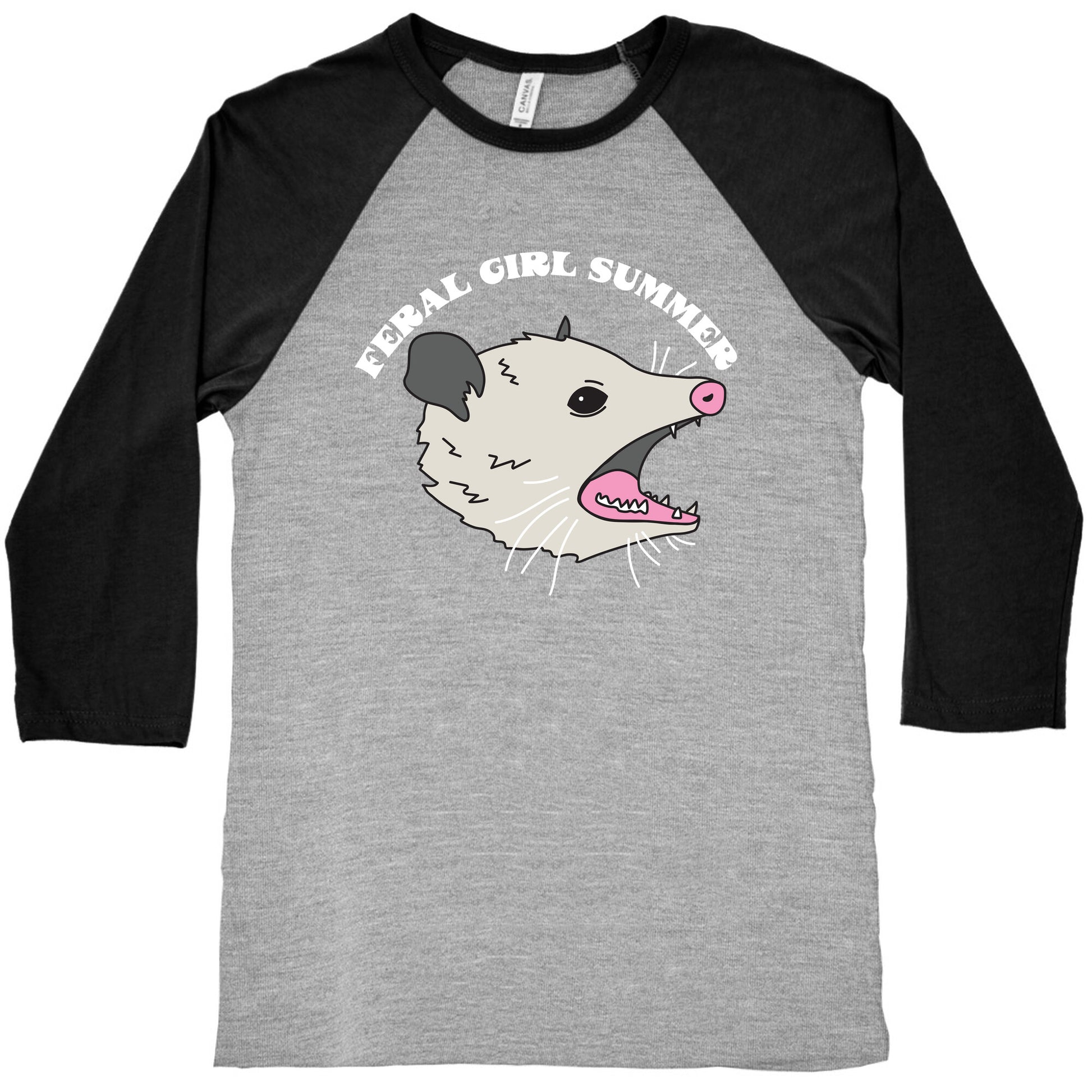 Feral Girl Summer Opossum Baseball Tee