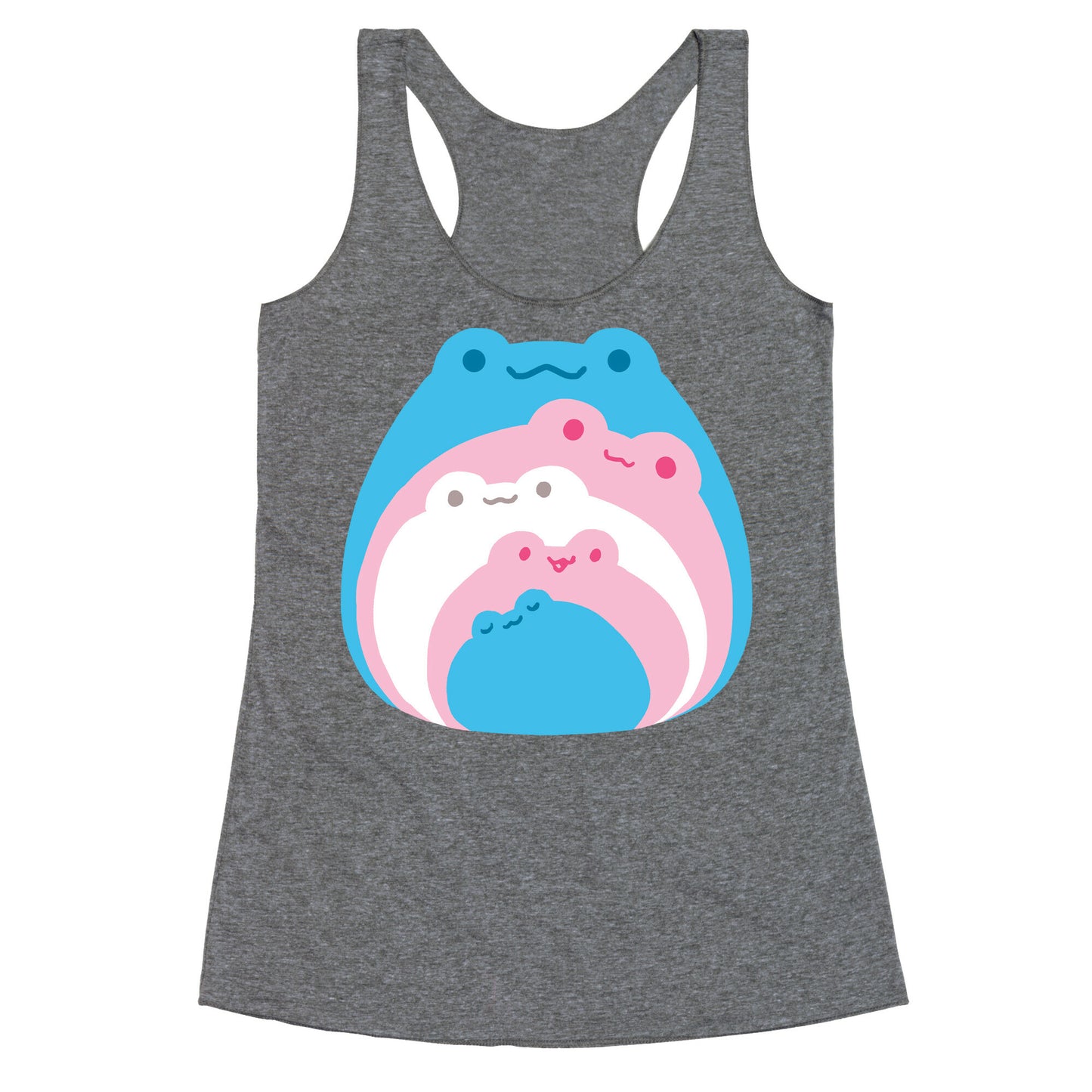 Frogs In Frogs In Frogs Trans Pride Racerback Tank