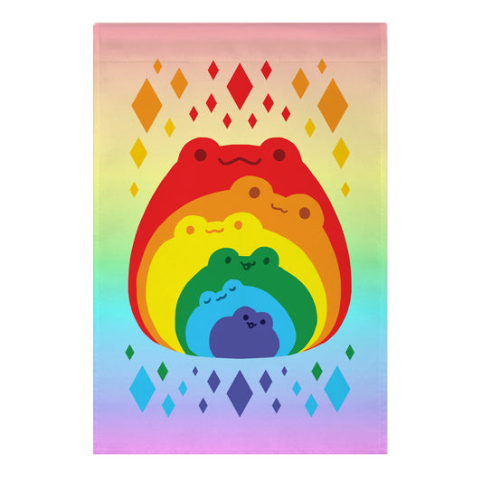 Frogs In Frogs In Frogs Rainbow Garden Flag