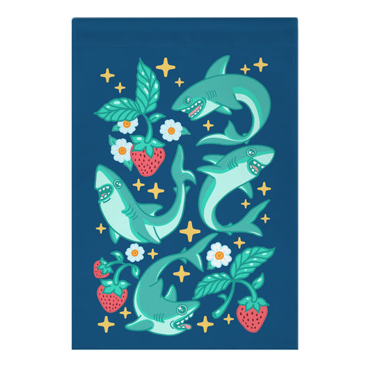 Punk Strawberry Sharks Pattern Garden Flag