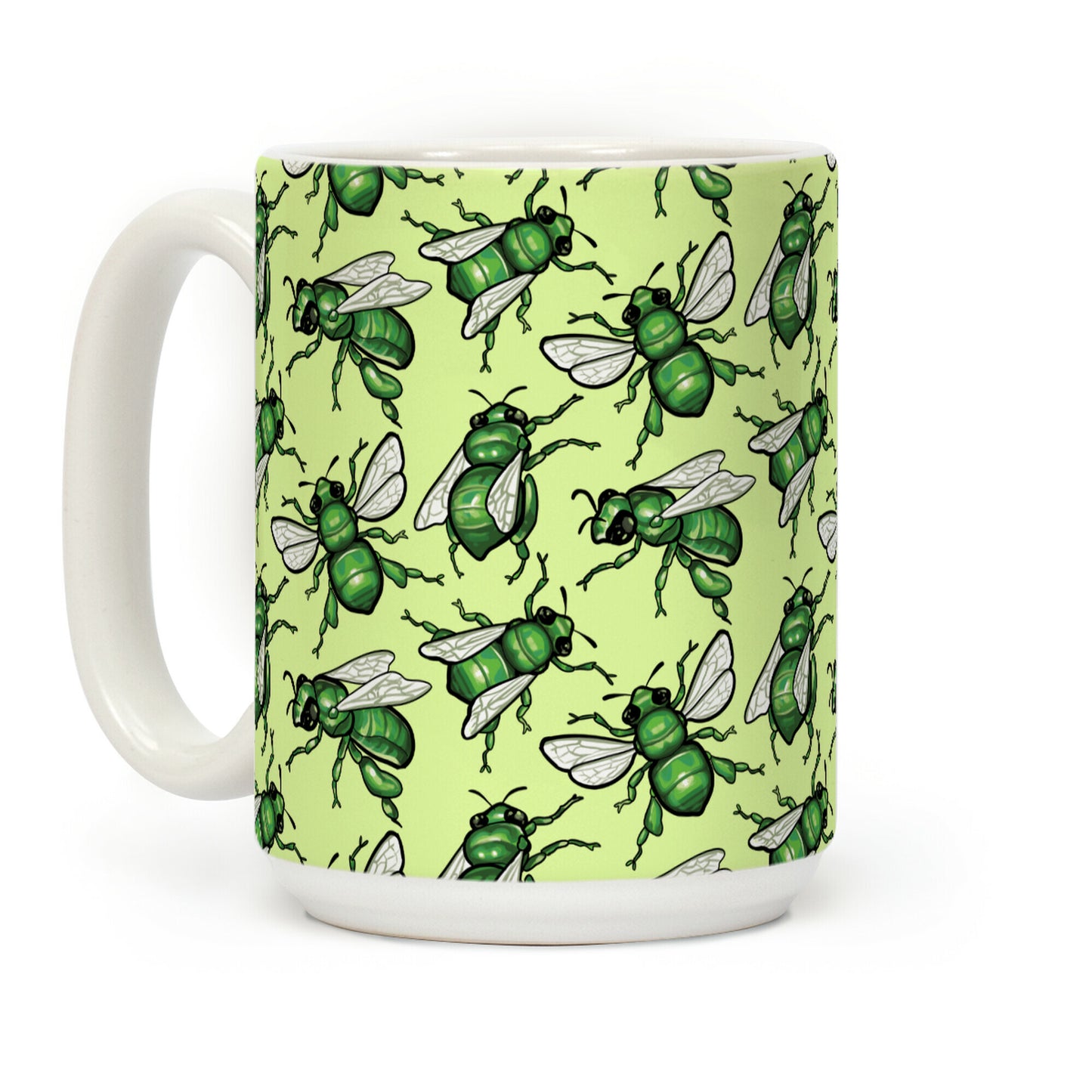 Green Orchid Bee Pattern Coffee Mug