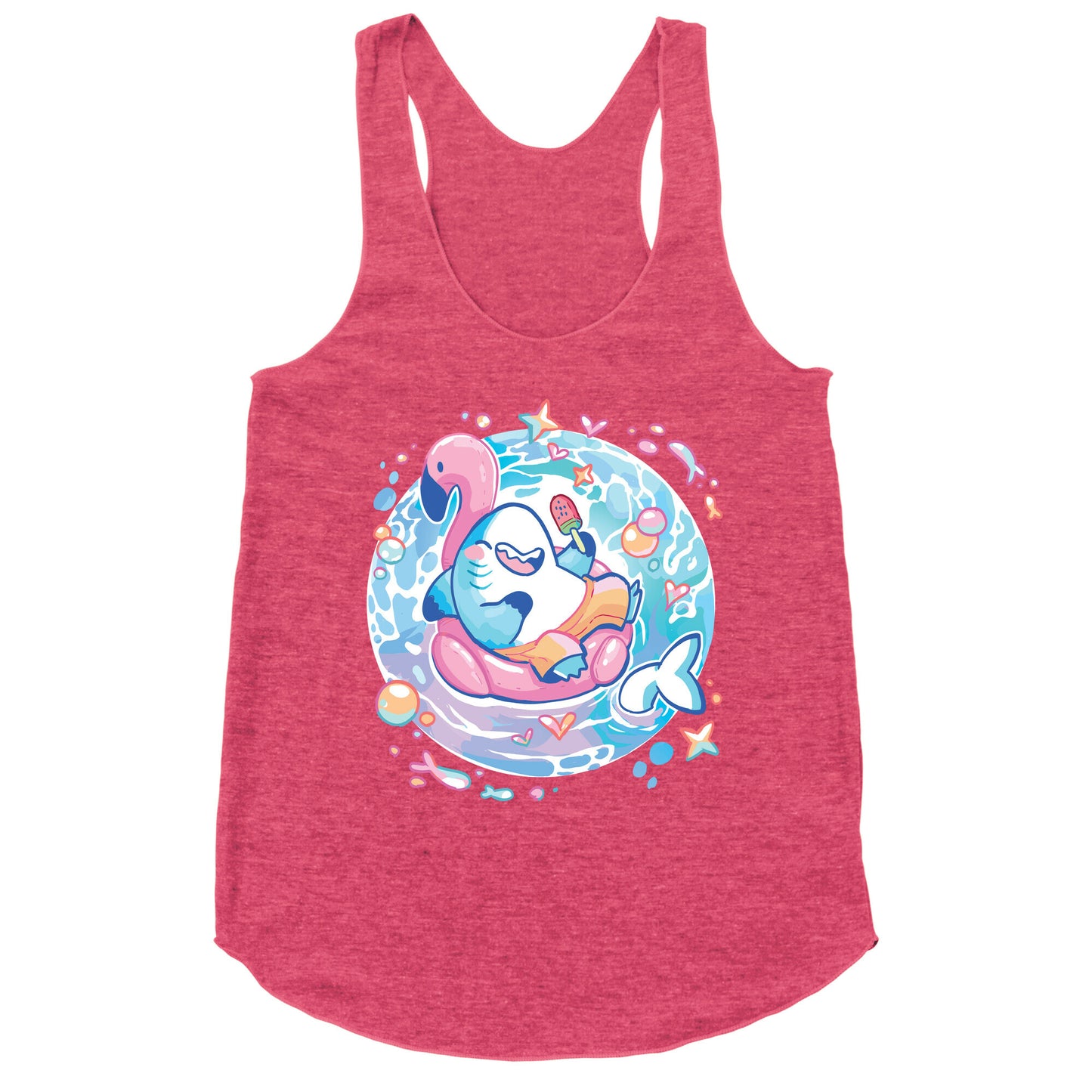 Kawaii Summer Shark Racerback Tank