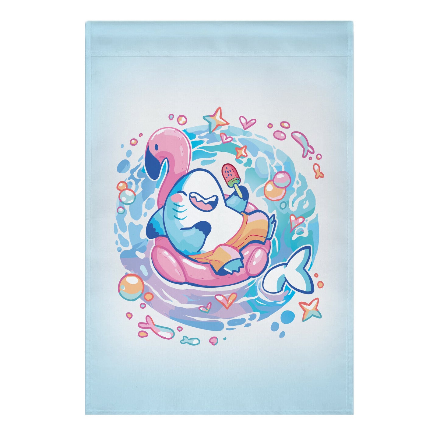 Kawaii Summer Shark Garden Flag