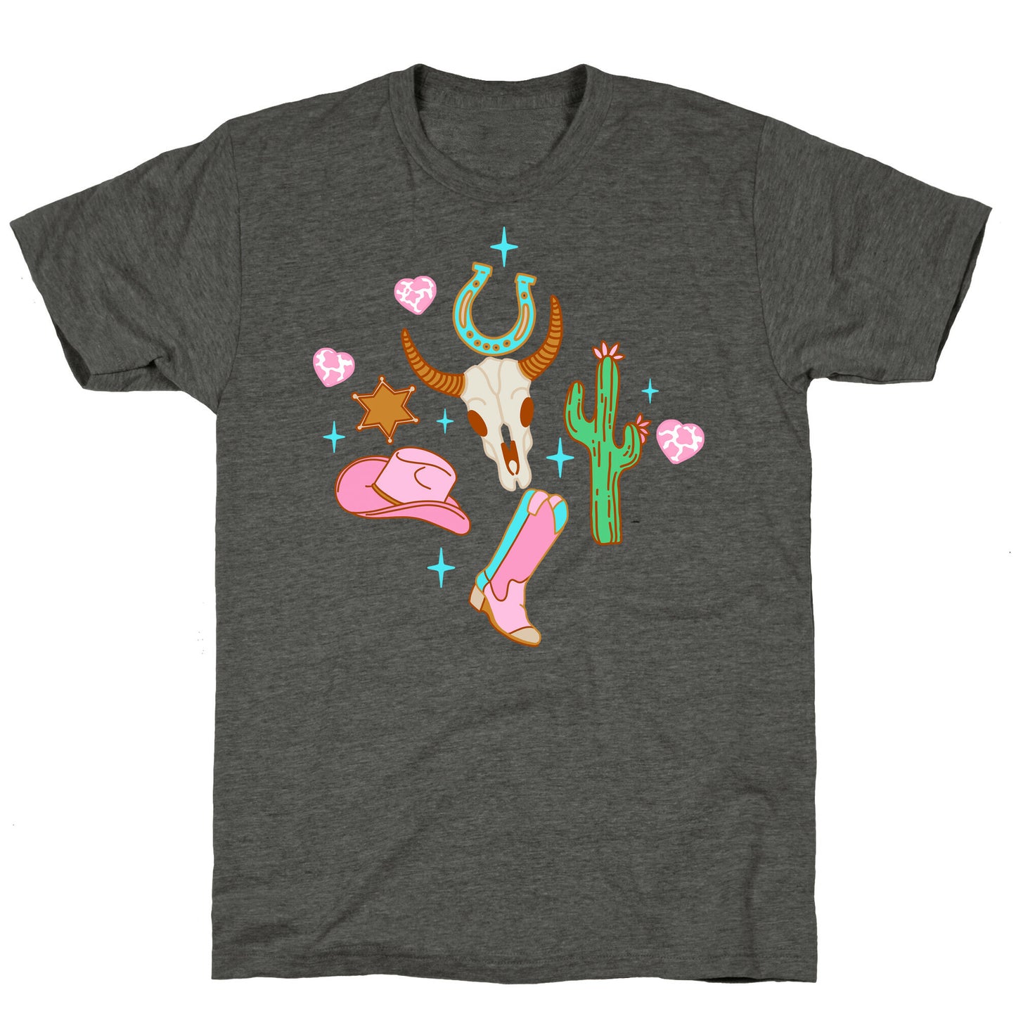 Pink Western Cowboy Pattern Unisex Triblend Tee