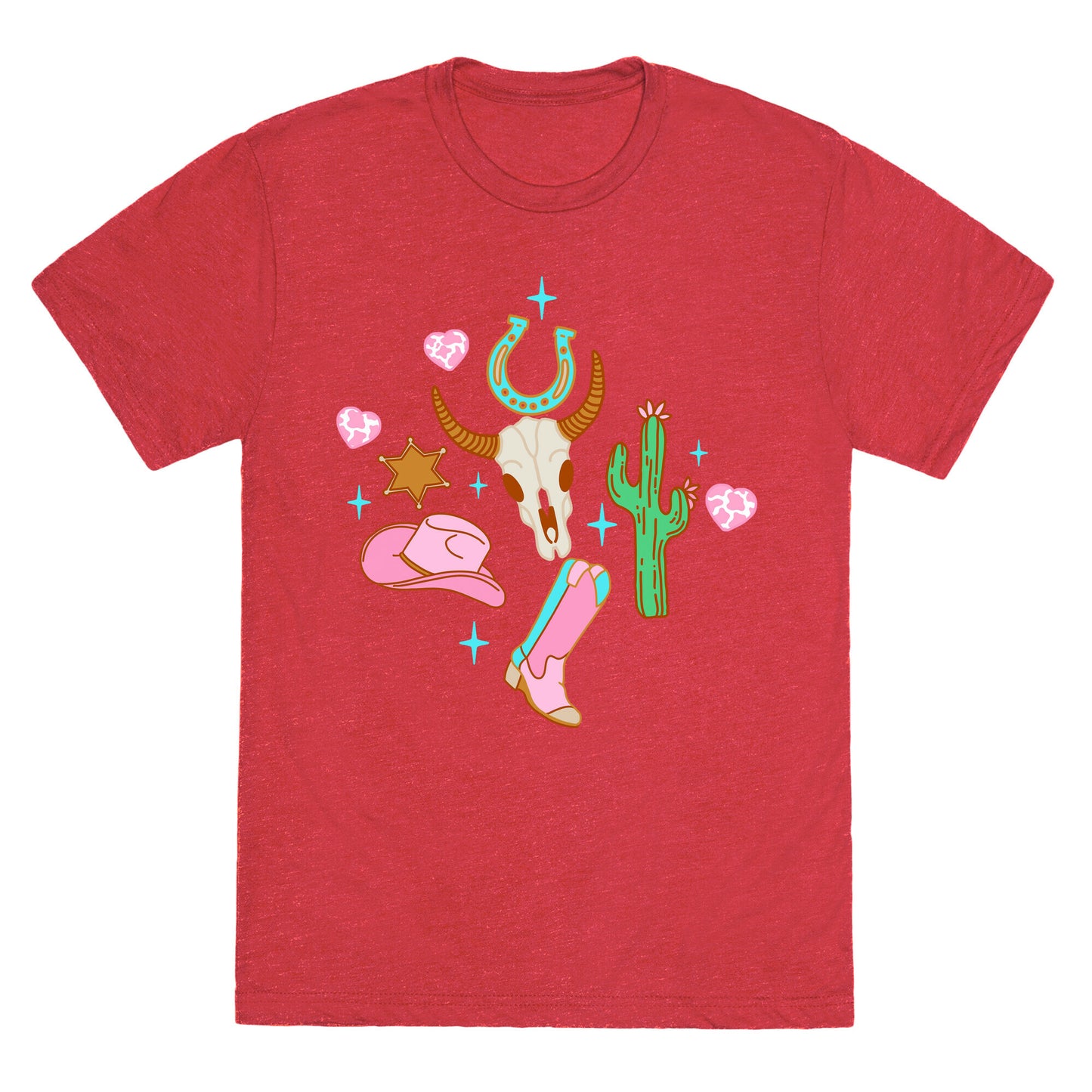 Pink Western Cowboy Pattern Unisex Triblend Tee