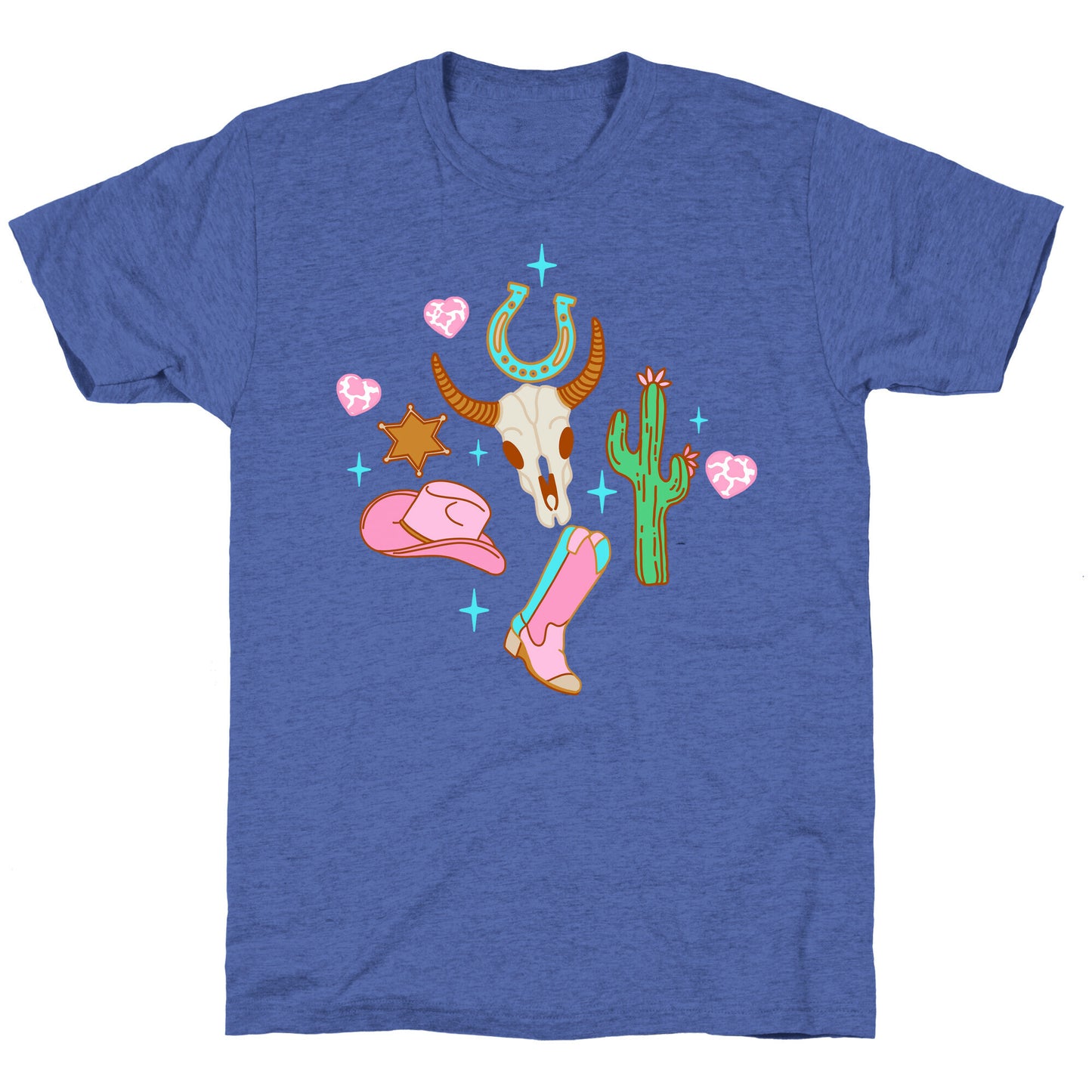 Pink Western Cowboy Pattern Unisex Triblend Tee