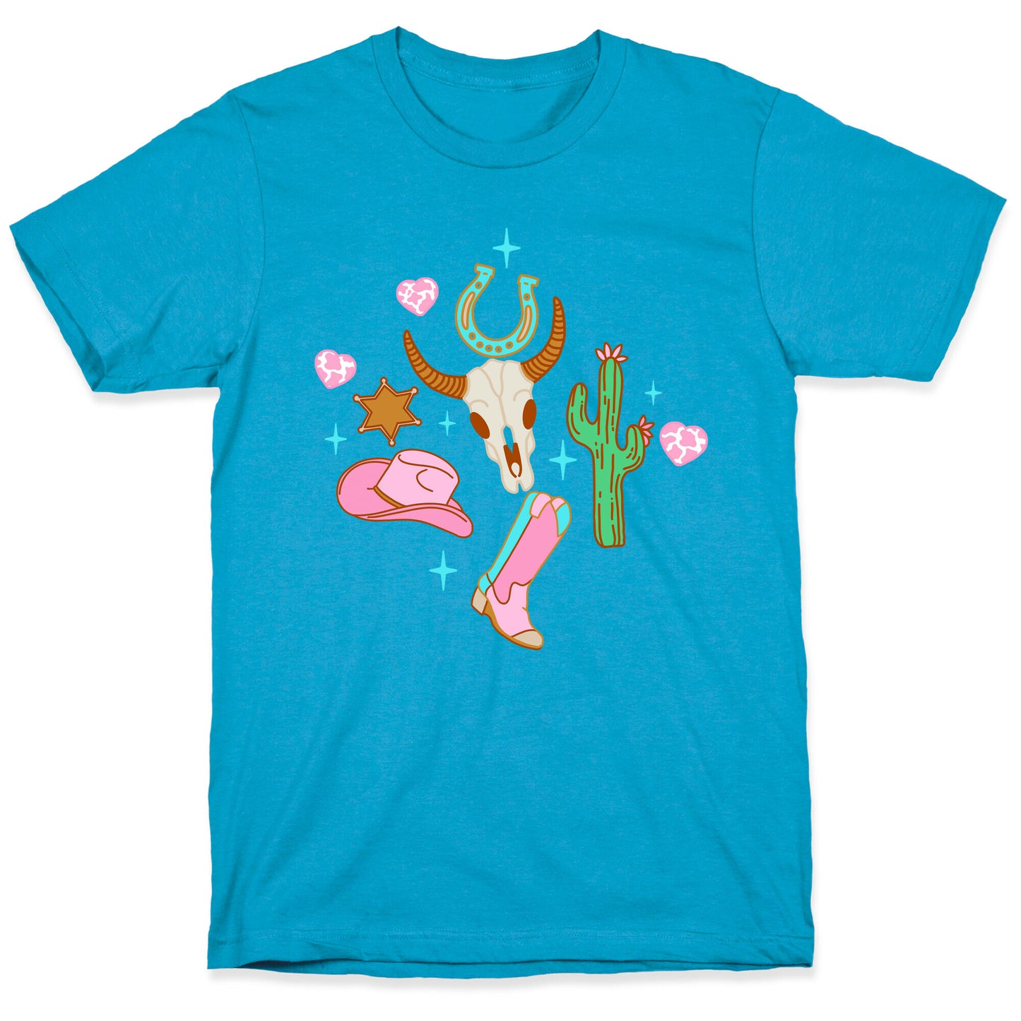 Pink Western Cowboy Pattern Unisex Triblend Tee