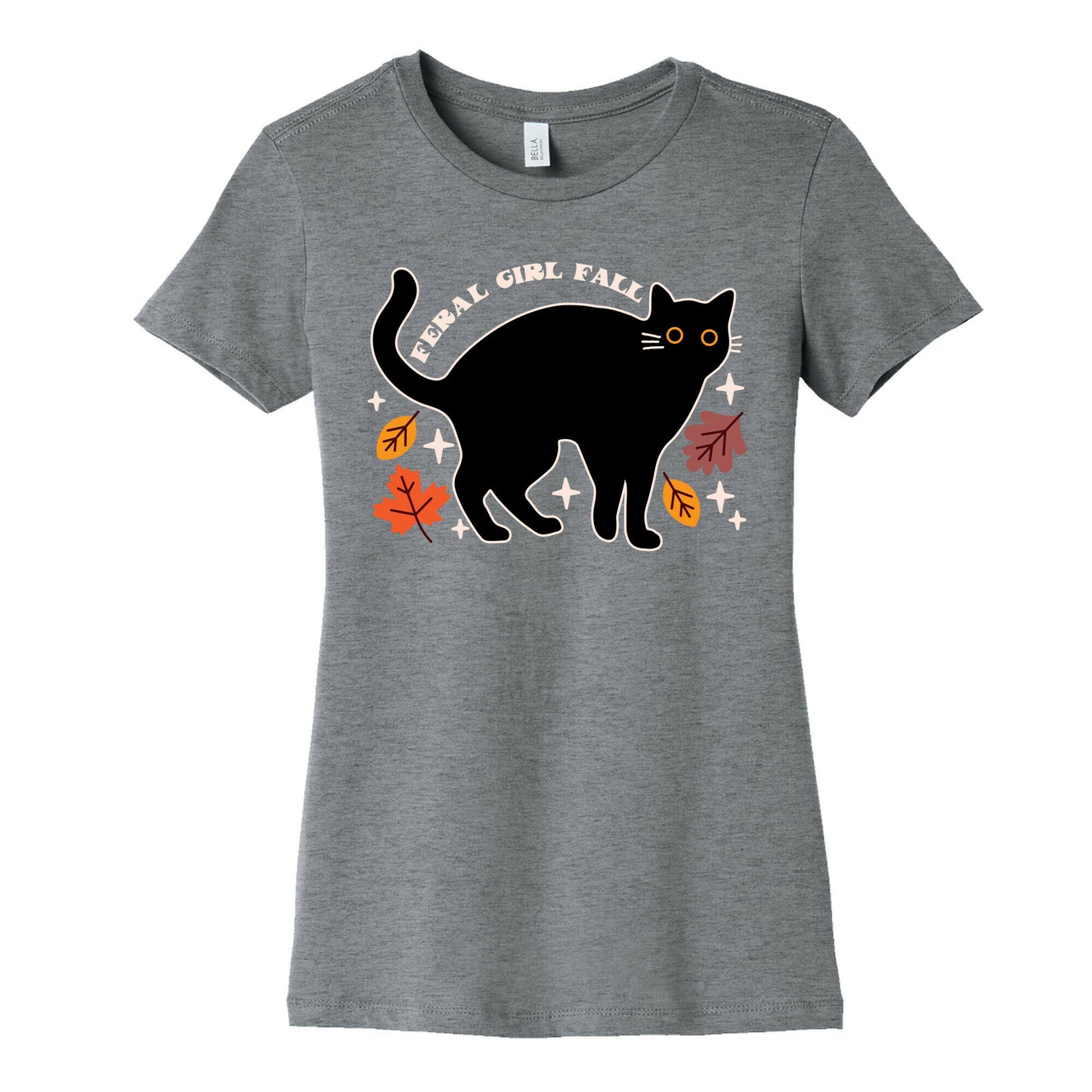 Feral Girl Fall Black Cat Women's Cotton Tee