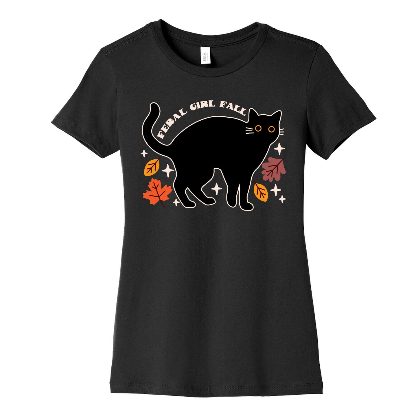 Feral Girl Fall Black Cat Women's Cotton Tee