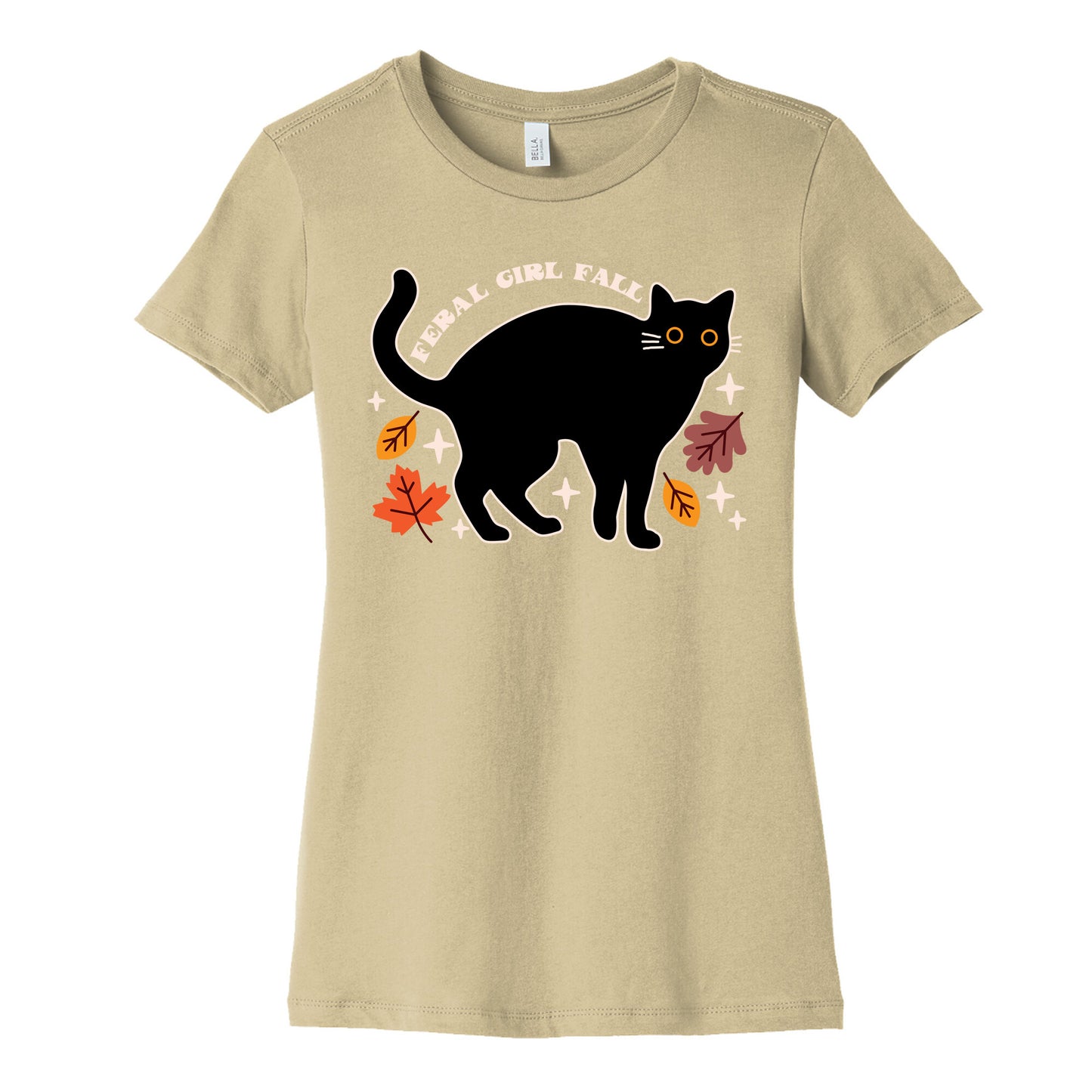 Feral Girl Fall Black Cat Women's Cotton Tee