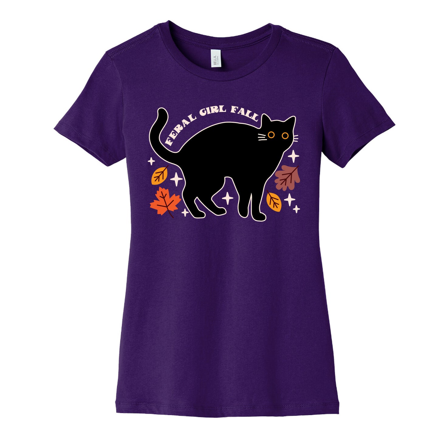 Feral Girl Fall Black Cat Women's Cotton Tee