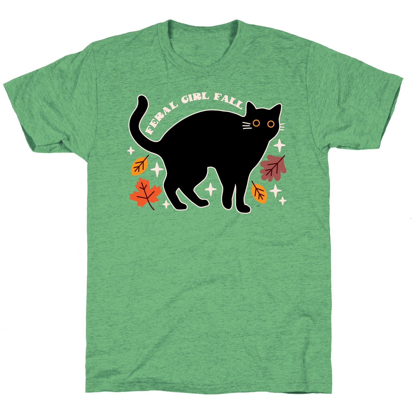 Feral Girl Fall Black Cat Unisex Triblend Tee