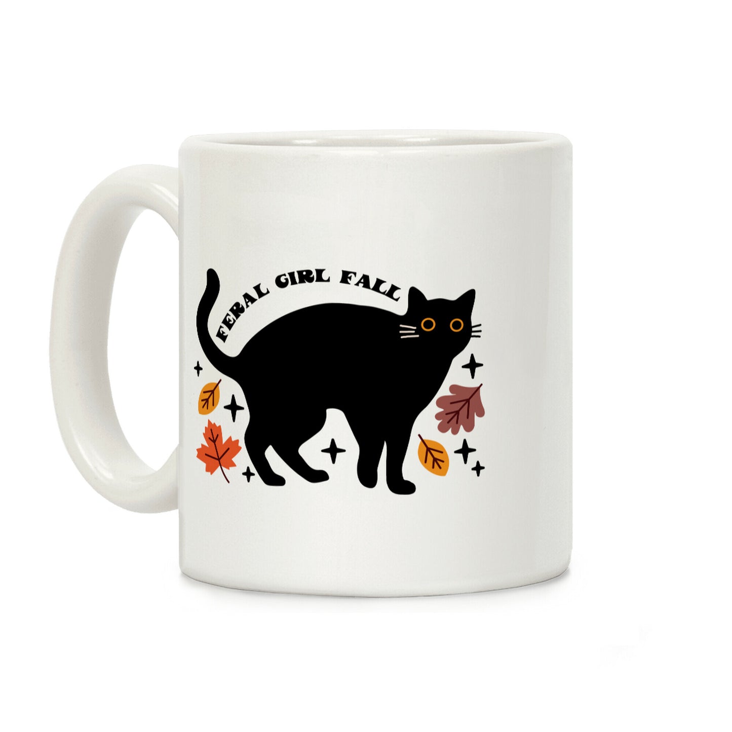 Feral Girl Fall Black Cat Coffee Mug