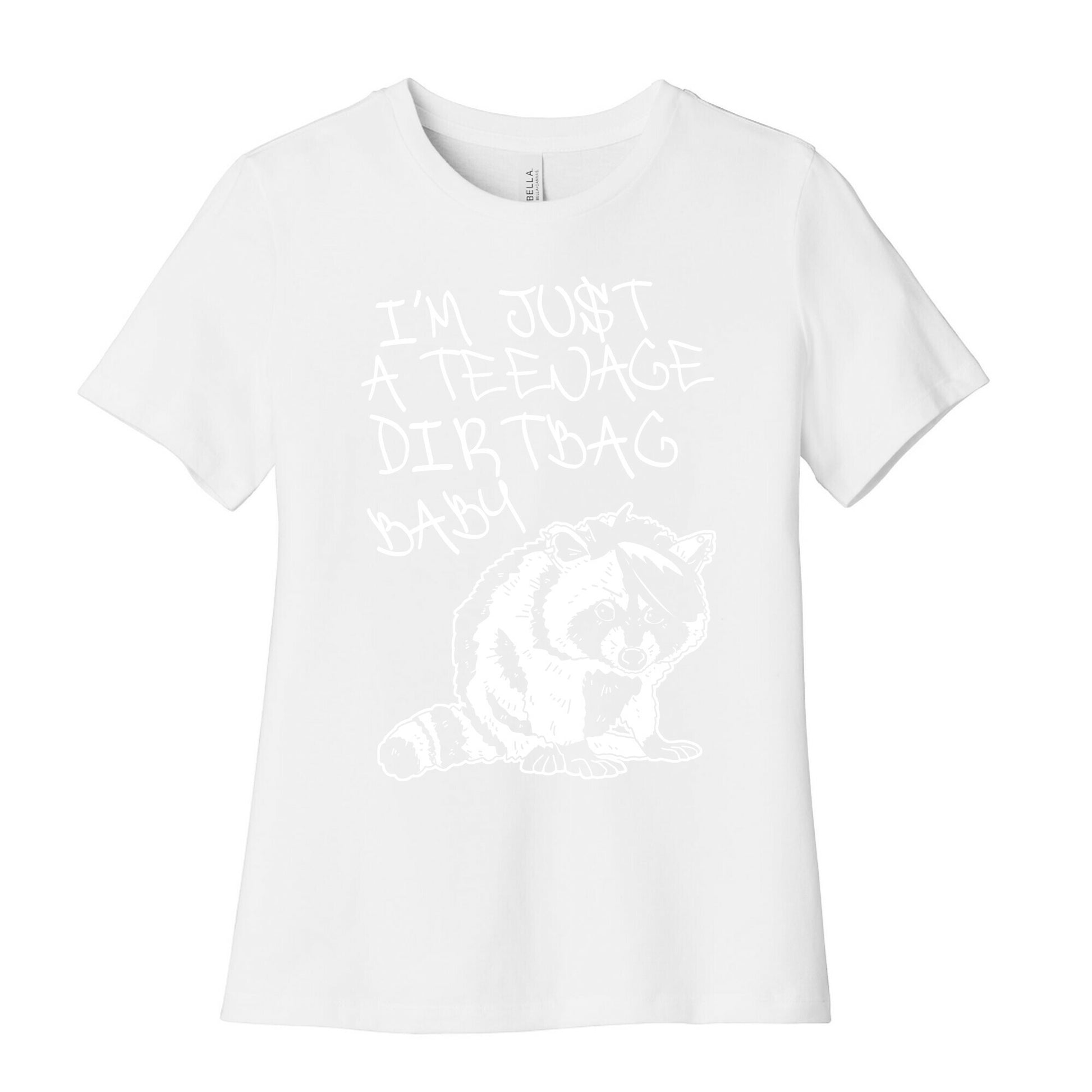 I'm Just a Teenage Dirtbag Baby Emo Raccoon Women's Cotton Tee
