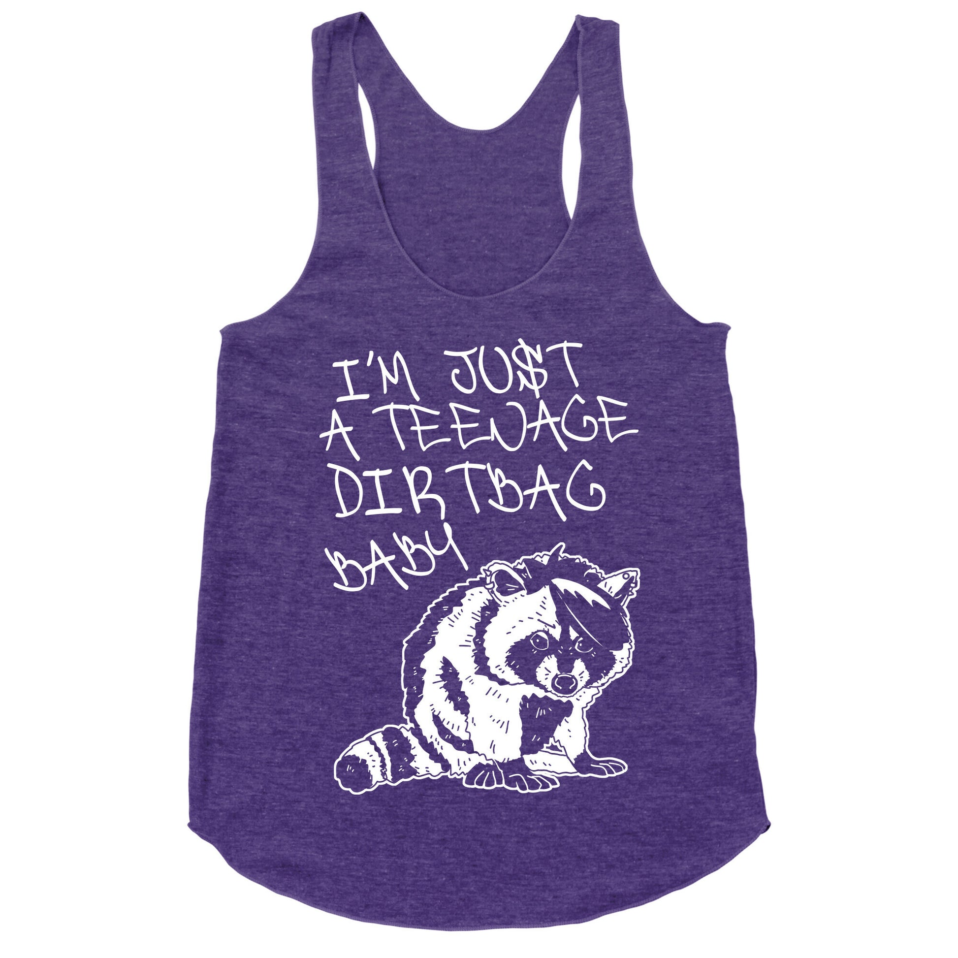I'm Just a Teenage Dirtbag Baby Emo Raccoon Racerback Tank