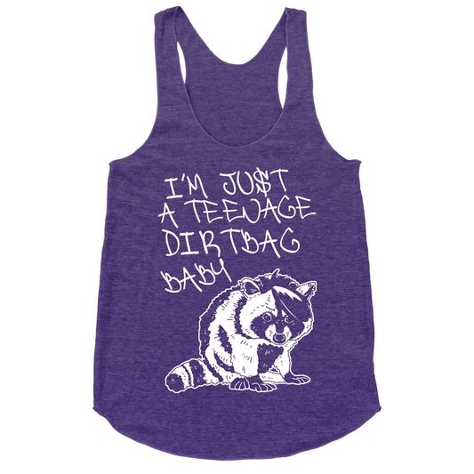 I'm Just a Teenage Dirtbag Baby Emo Raccoon Racerback Tank