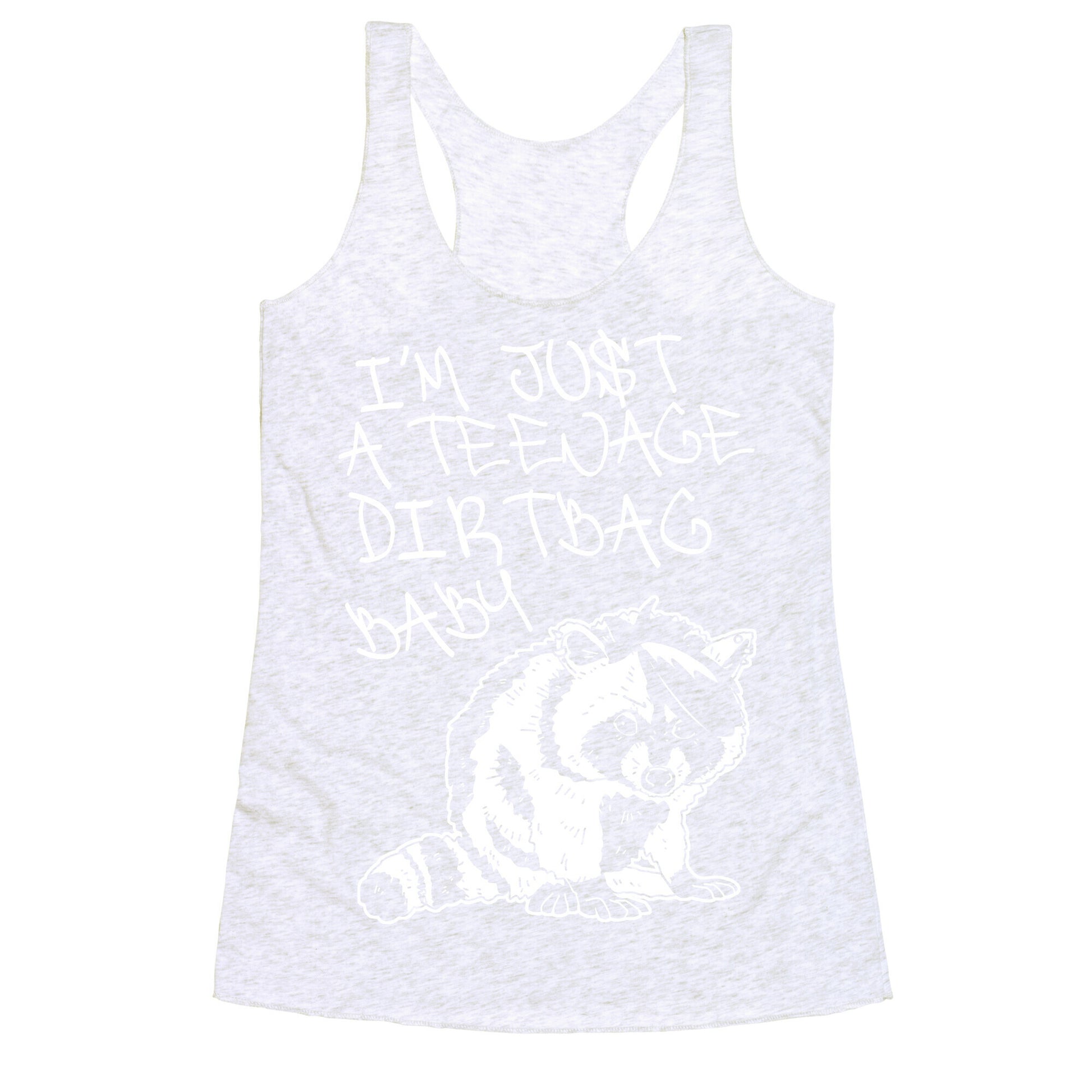 I'm Just a Teenage Dirtbag Baby Emo Raccoon Racerback Tank