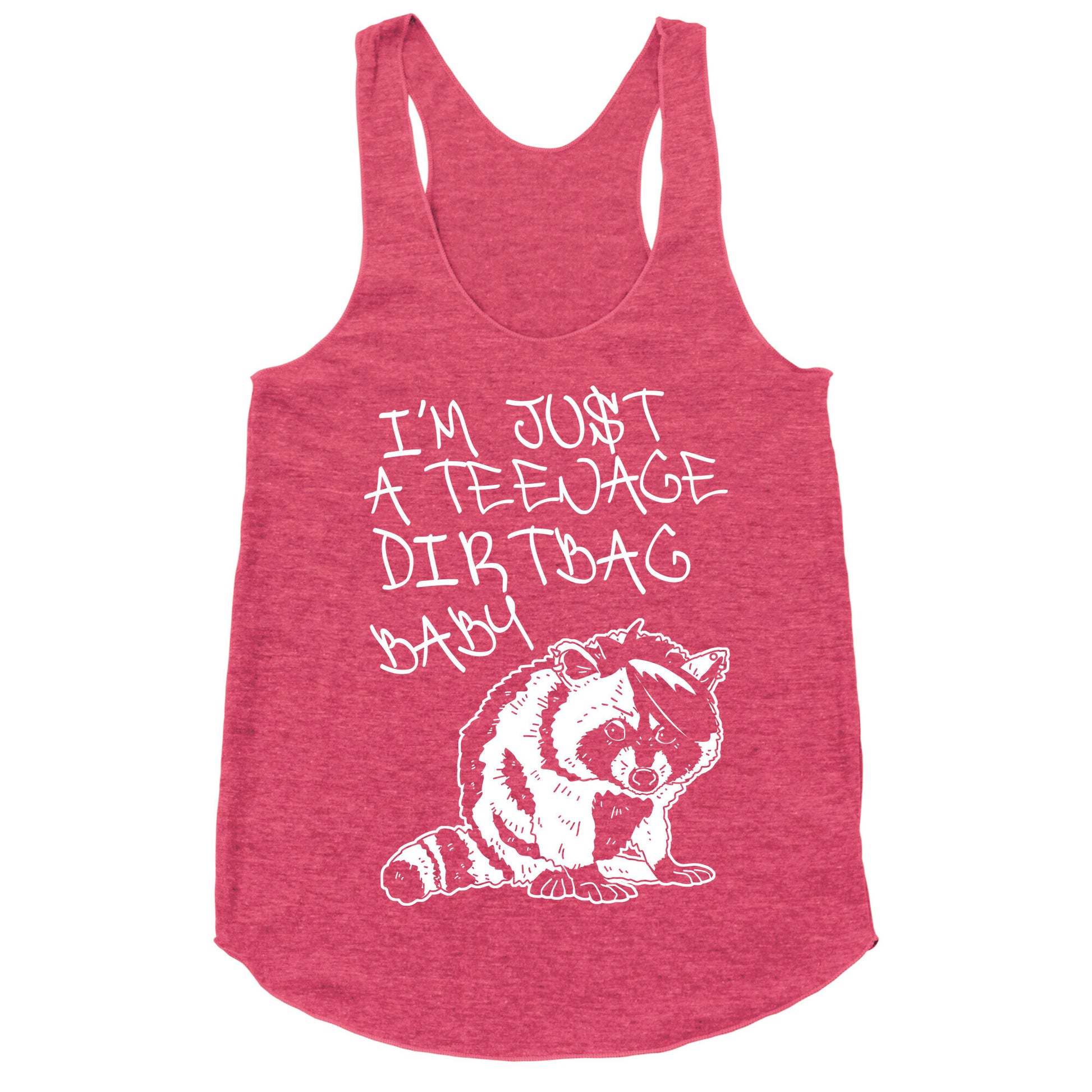 I'm Just a Teenage Dirtbag Baby Emo Raccoon Racerback Tank