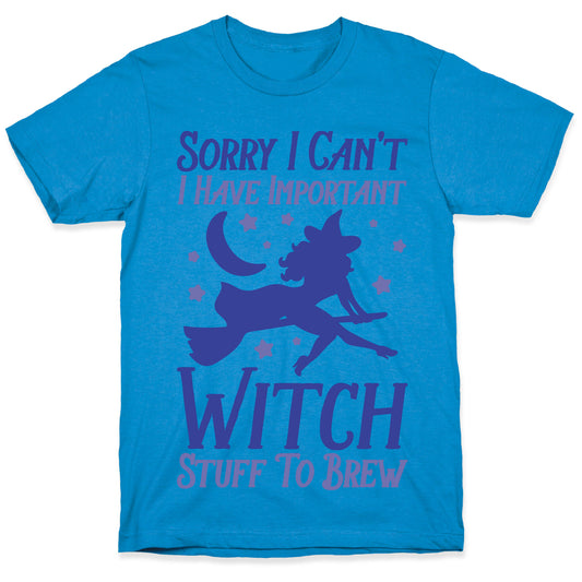 Sorry I Can't I Have Important Witch Stuff To Brew T-Shirt