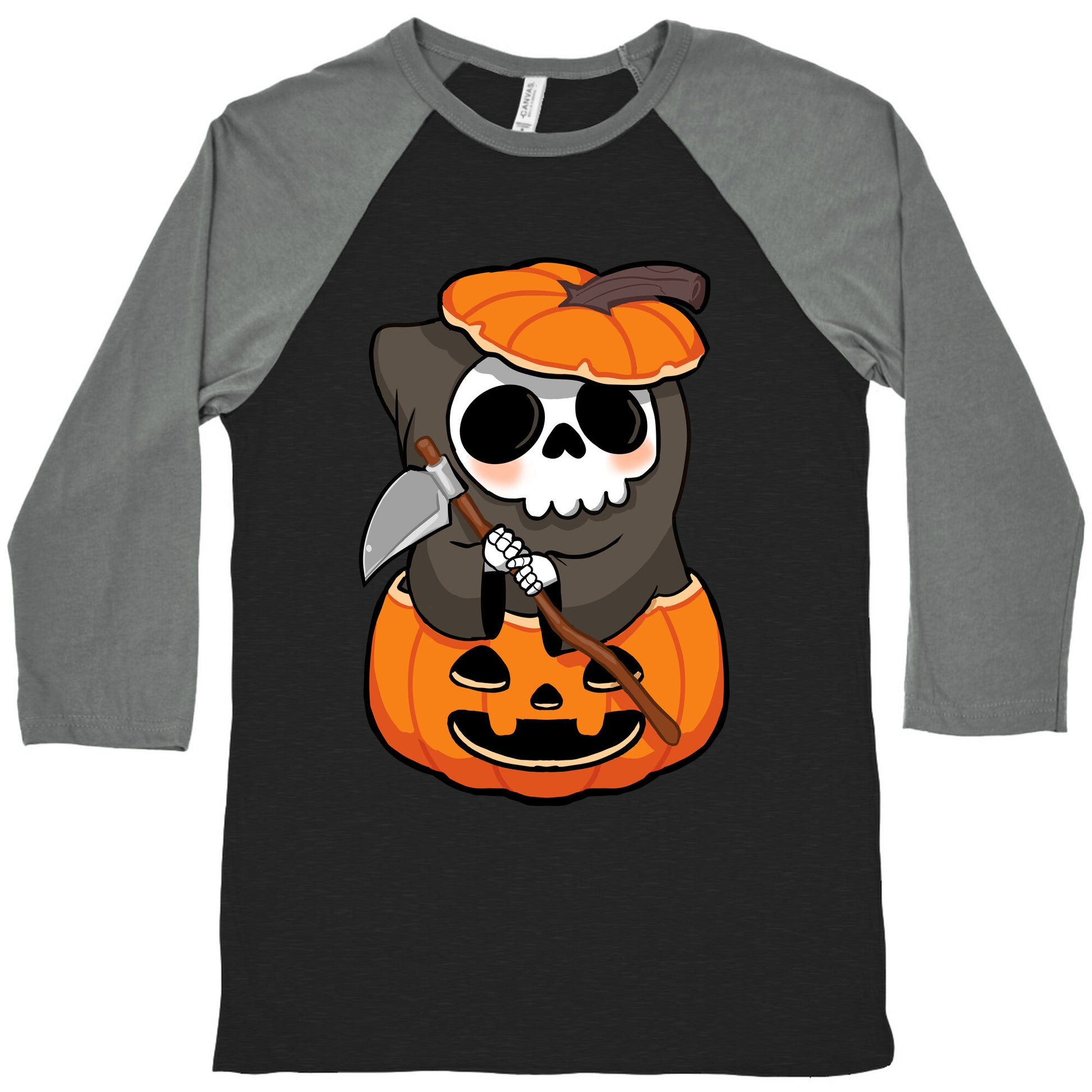 Cute Halloween Grim Reaper Baseball Tee