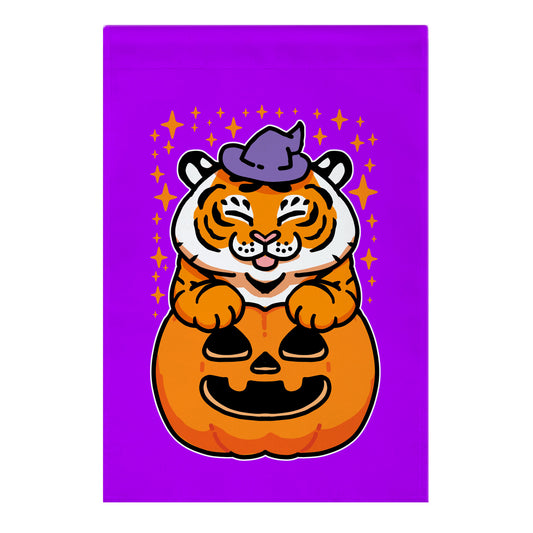Cute Halloween Tiger Garden Flag