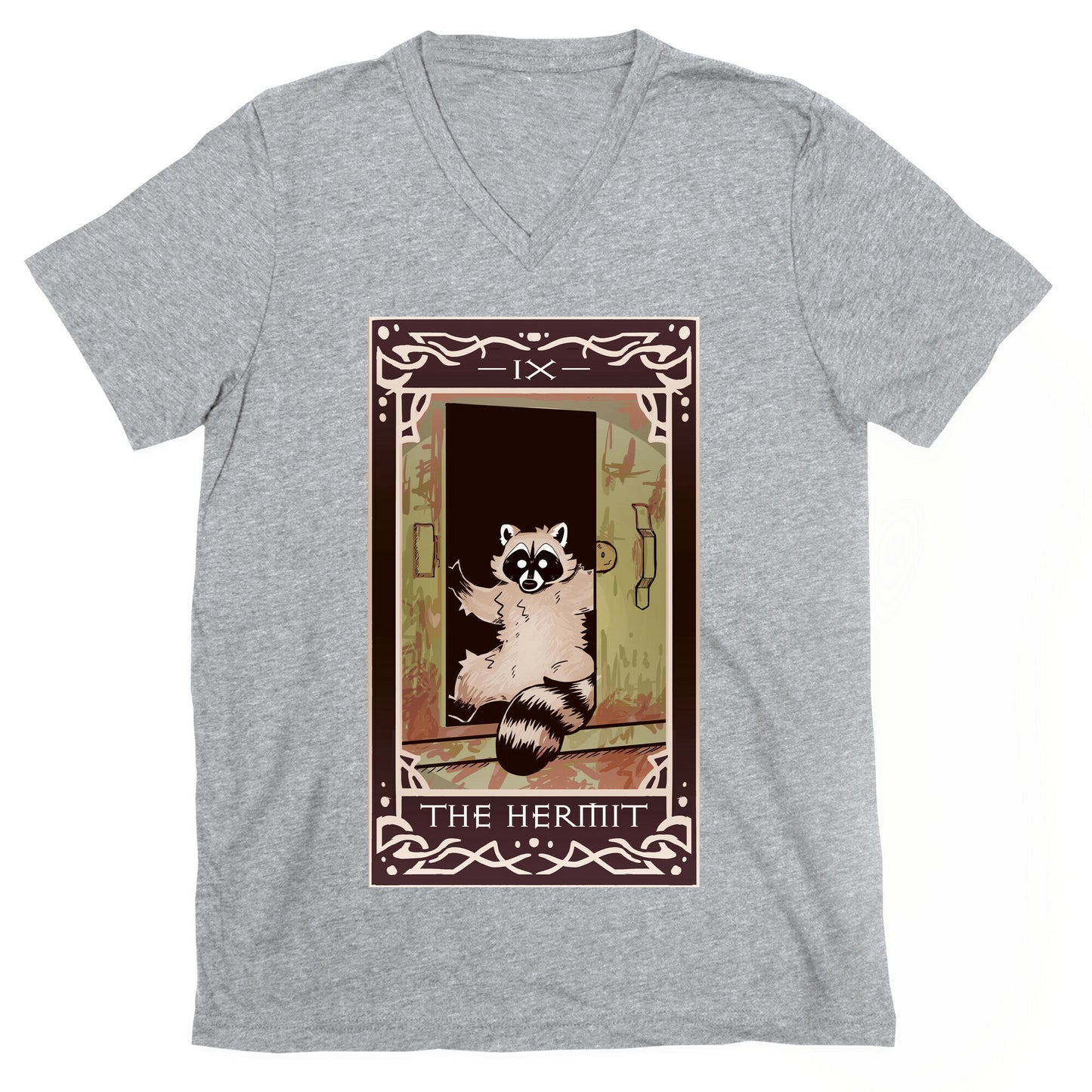 The Hermit Raccoon Tarot Card V-Neck