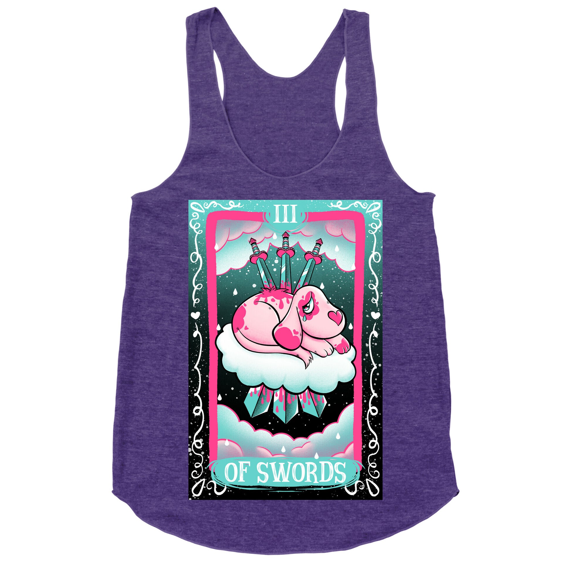 Creepy Cute Tarots: Three Of Swords Racerback Tank