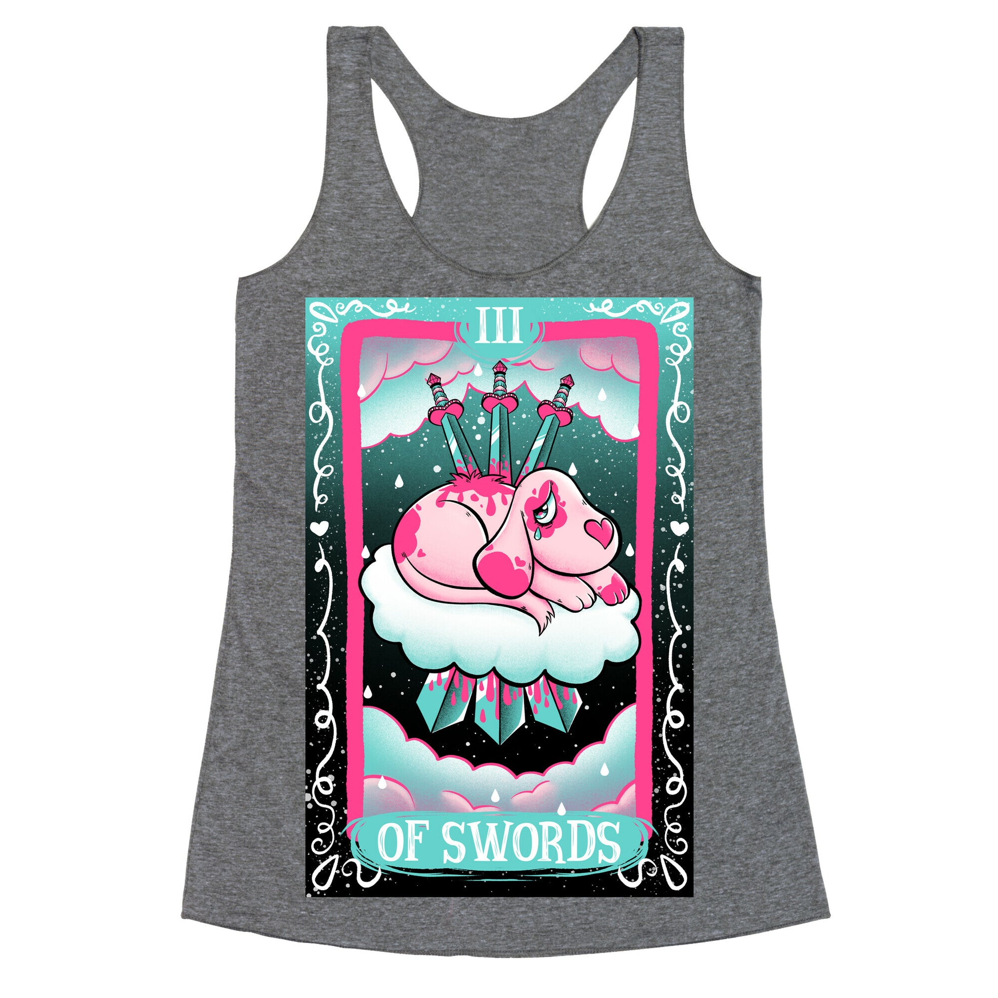 Creepy Cute Tarots: Three Of Swords Racerback Tank