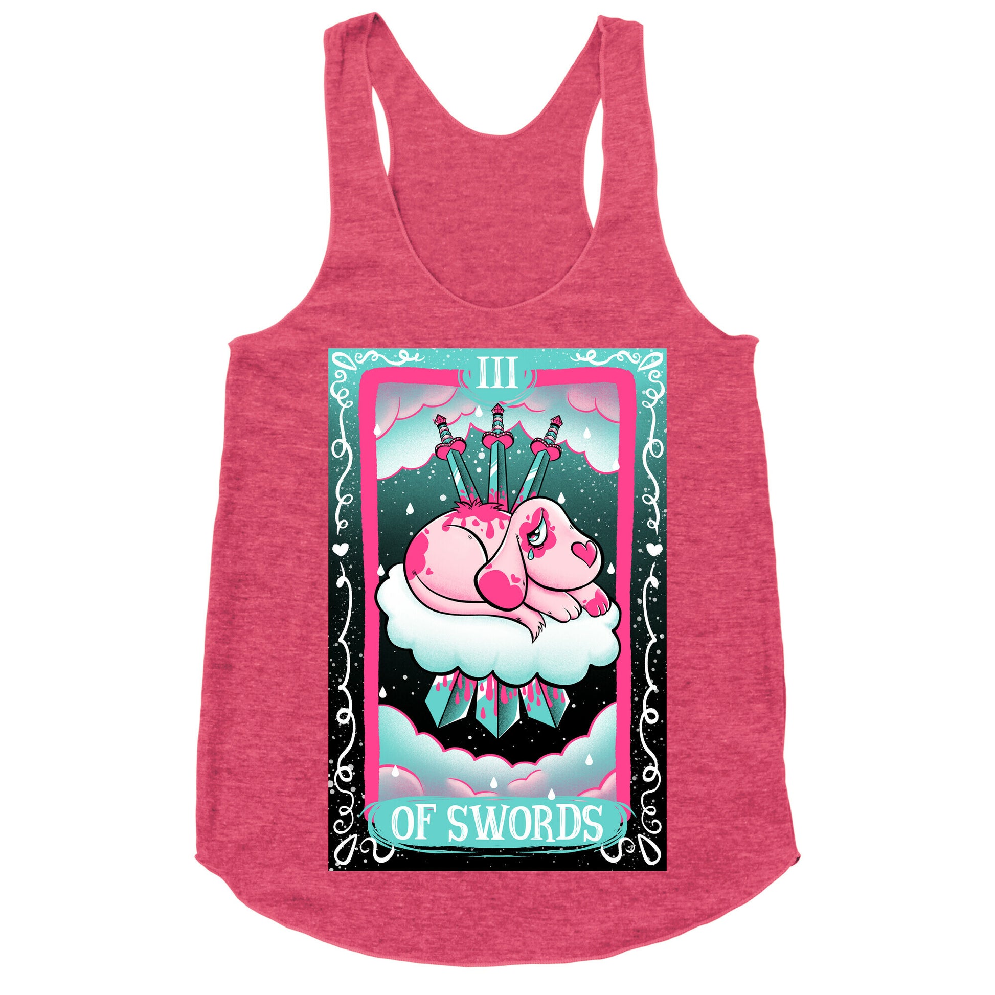 Creepy Cute Tarots: Three Of Swords Racerback Tank