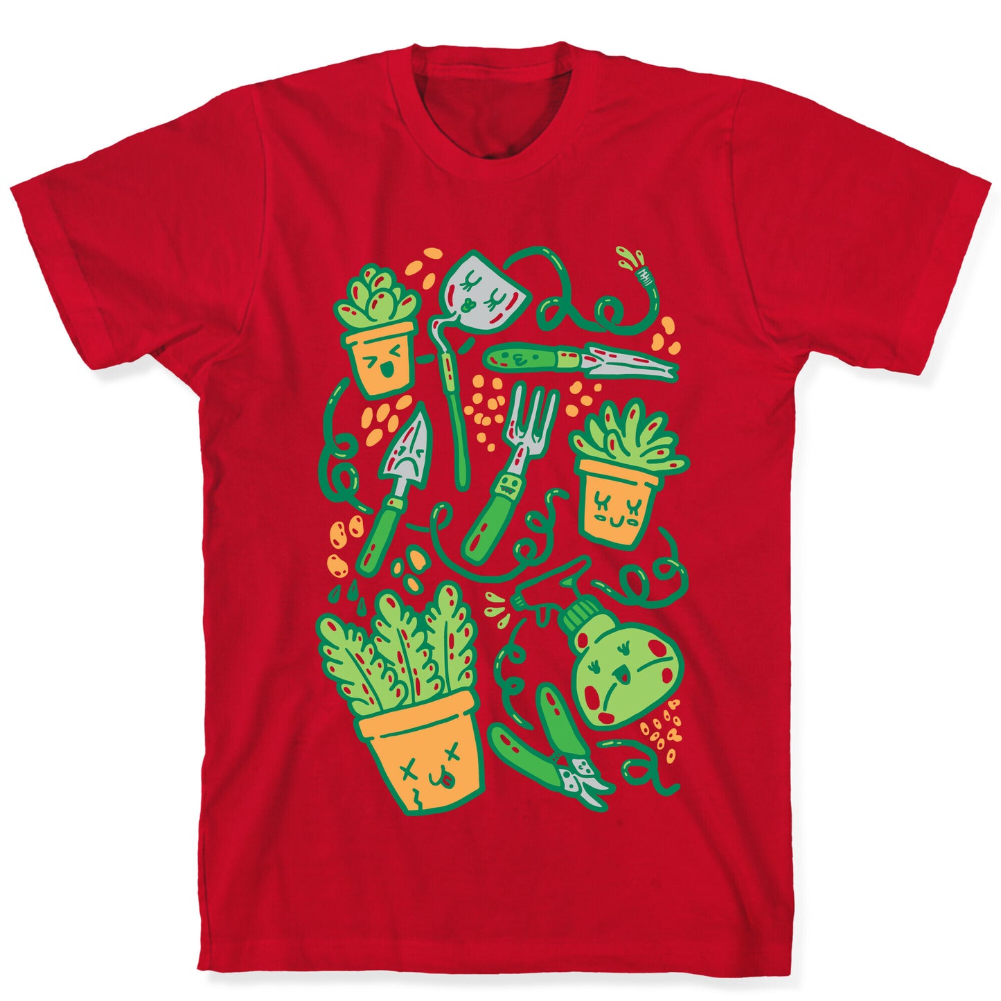 Kawaii Plants and Gardening Tools T-Shirt