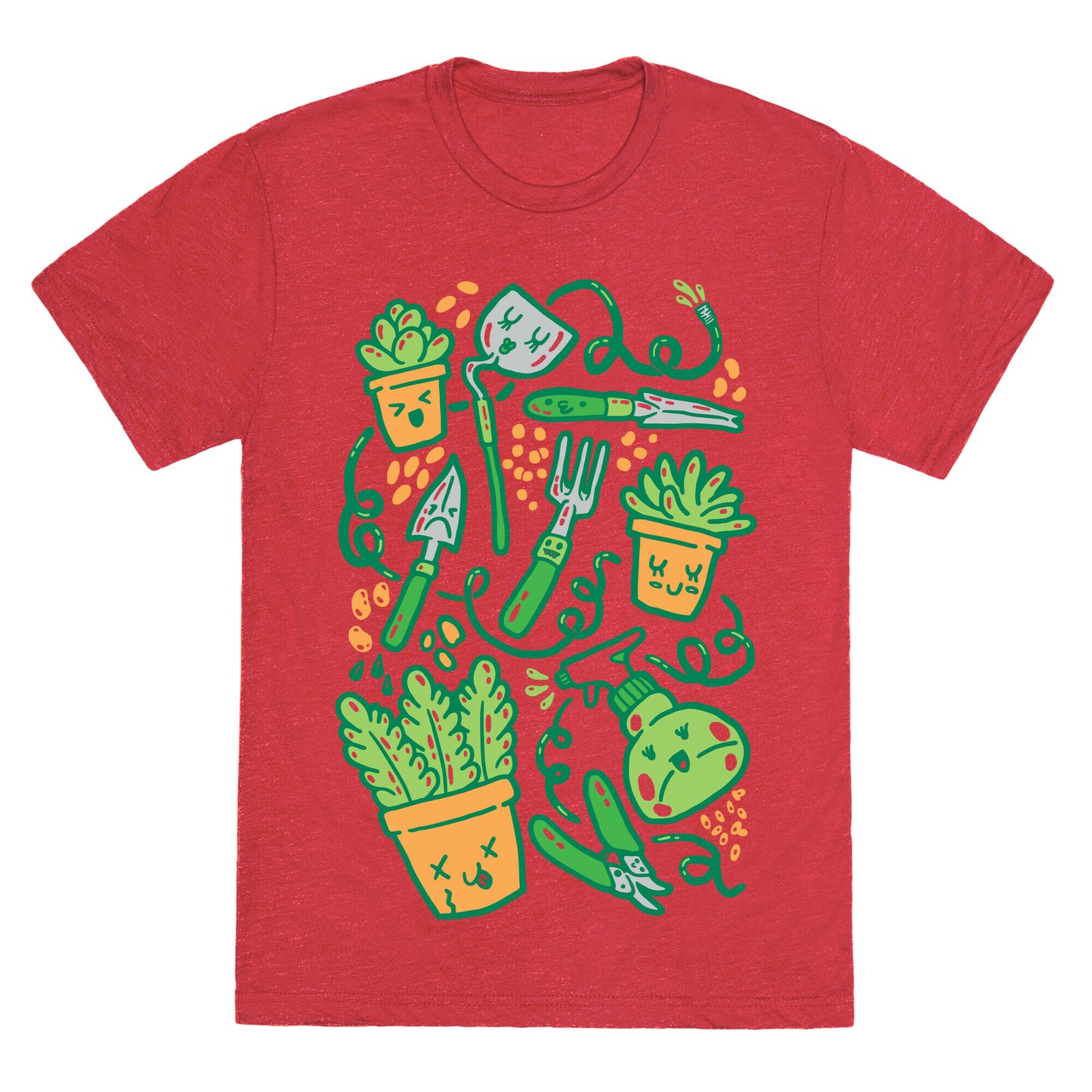 Kawaii Plants and Gardening Tools Unisex Triblend Tee