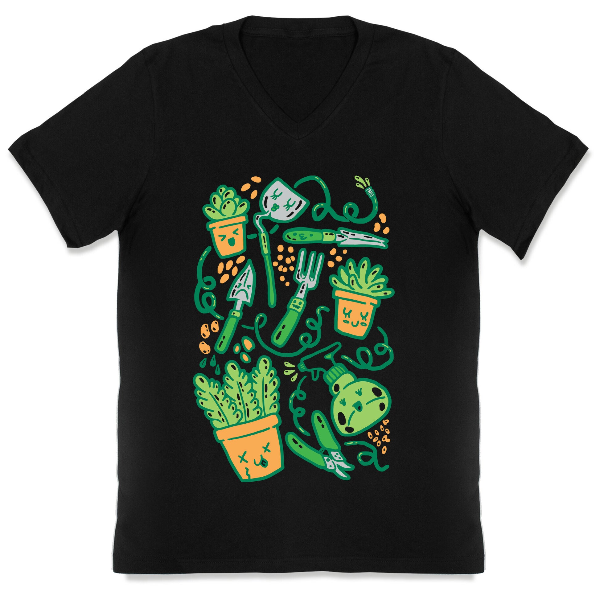 Kawaii Plants and Gardening Tools V-Neck