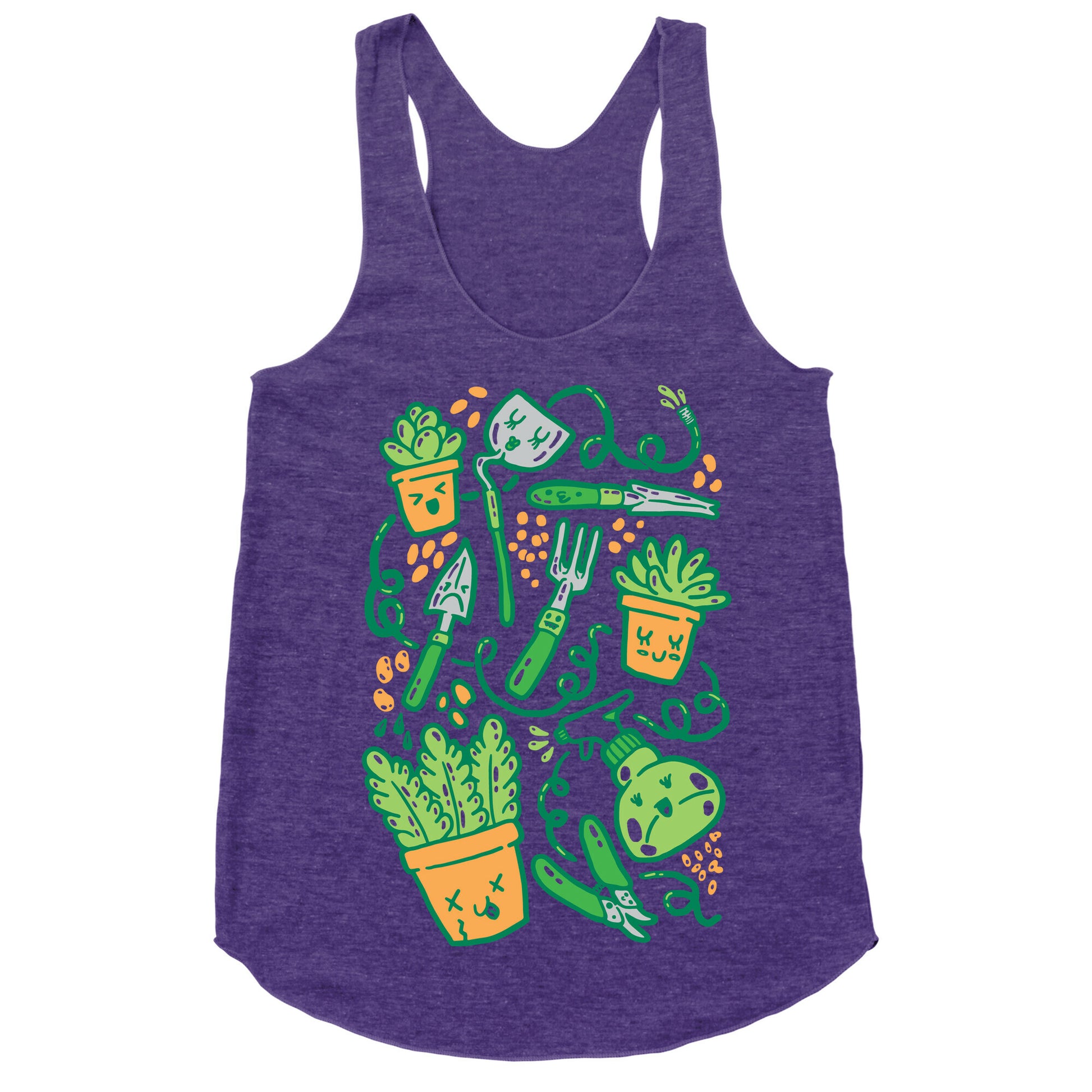 Kawaii Plants and Gardening Tools Racerback Tank