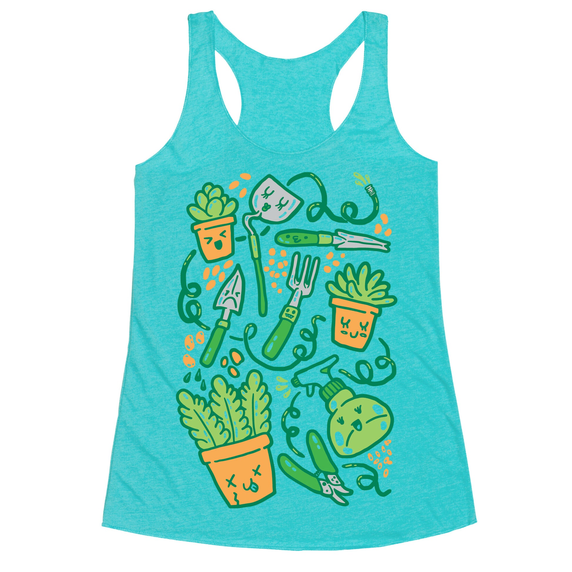 Kawaii Plants and Gardening Tools Racerback Tank