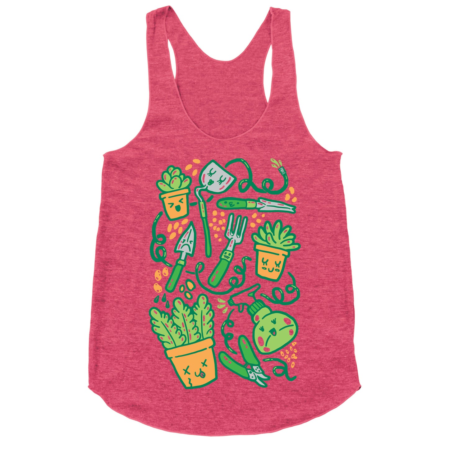Kawaii Plants and Gardening Tools Racerback Tank