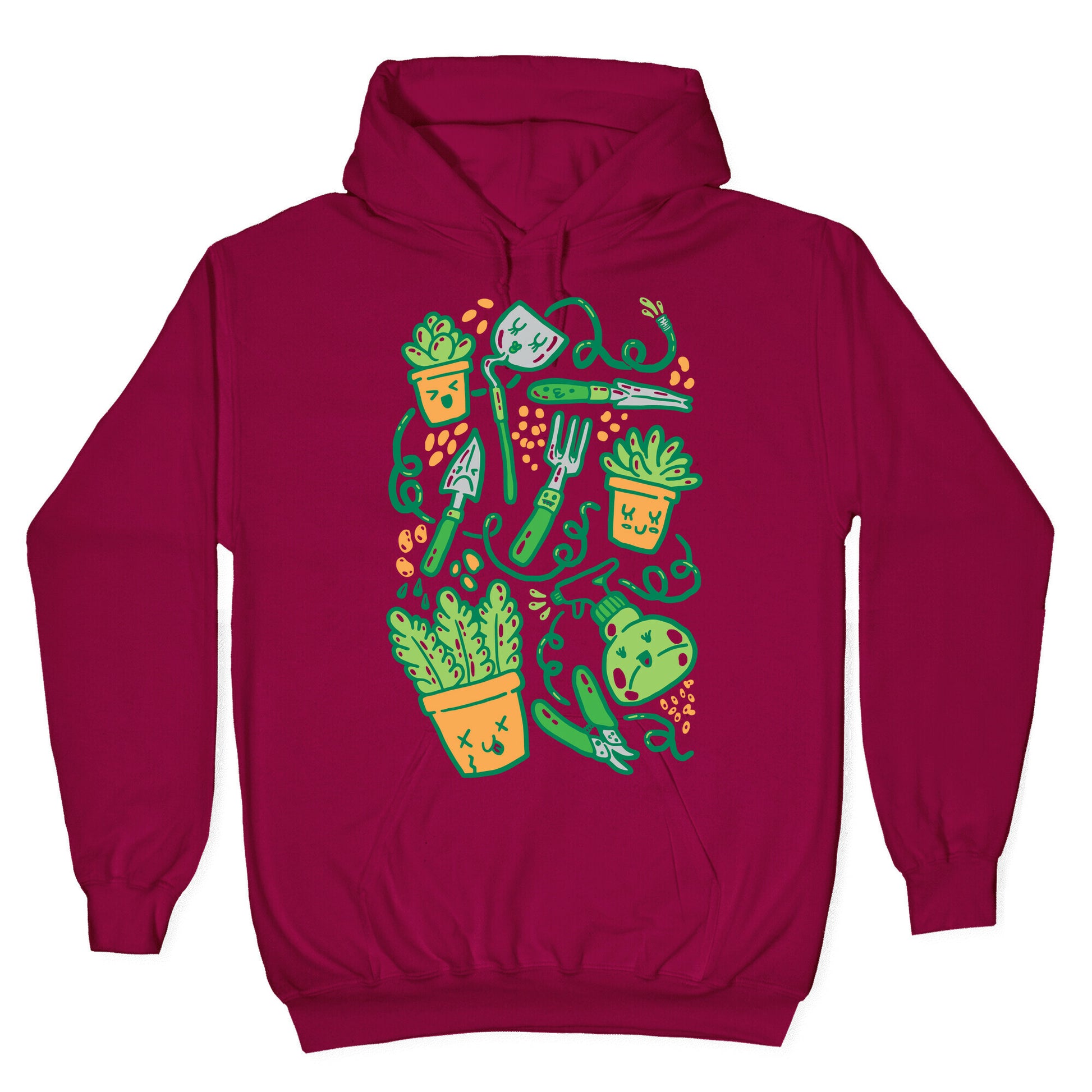 Kawaii Plants and Gardening Tools Hoodie